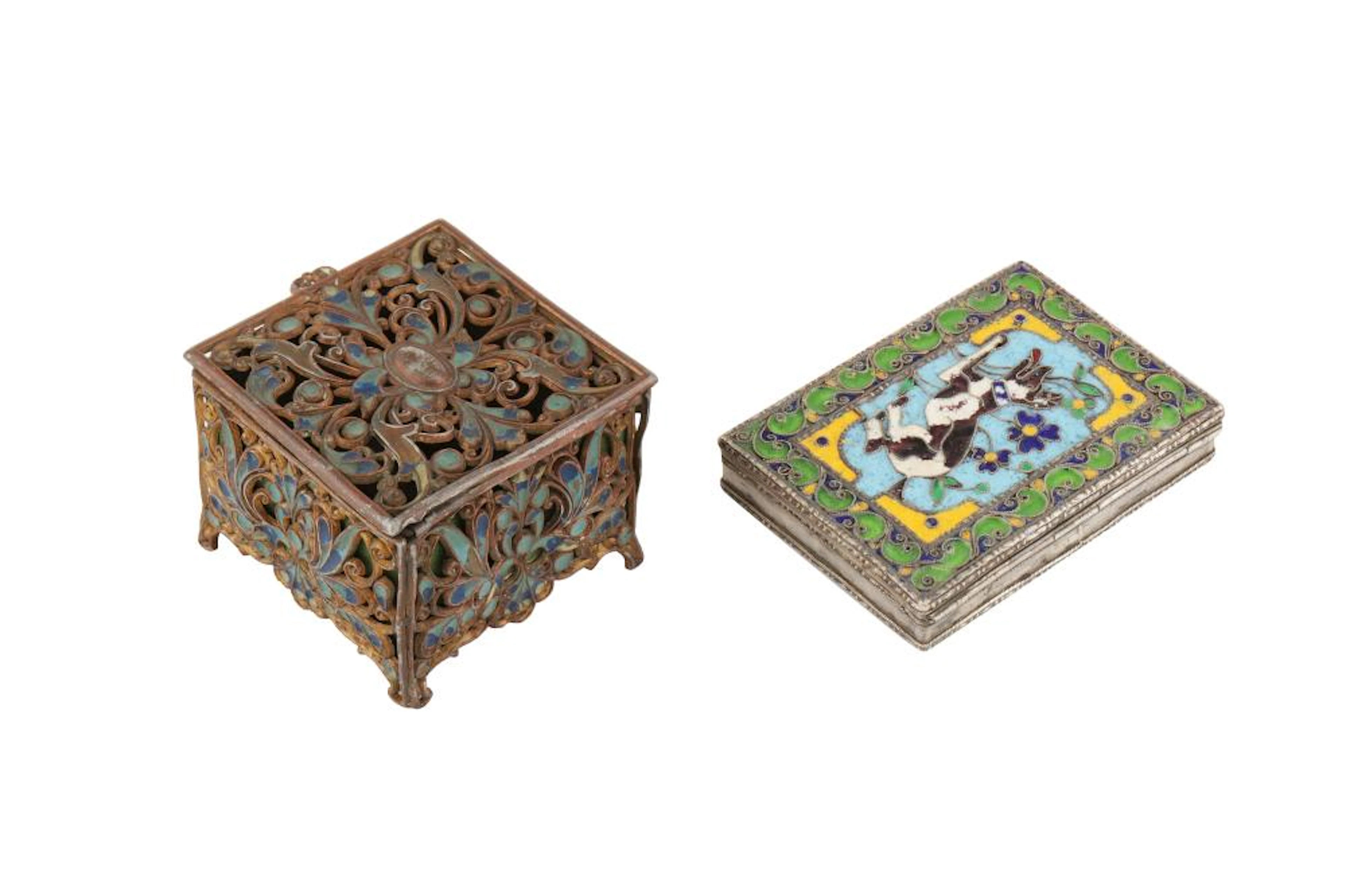 TWO CLOISONNÉ ENAMELLED BOXES Ottoman Turkey and Armenia, 19th century