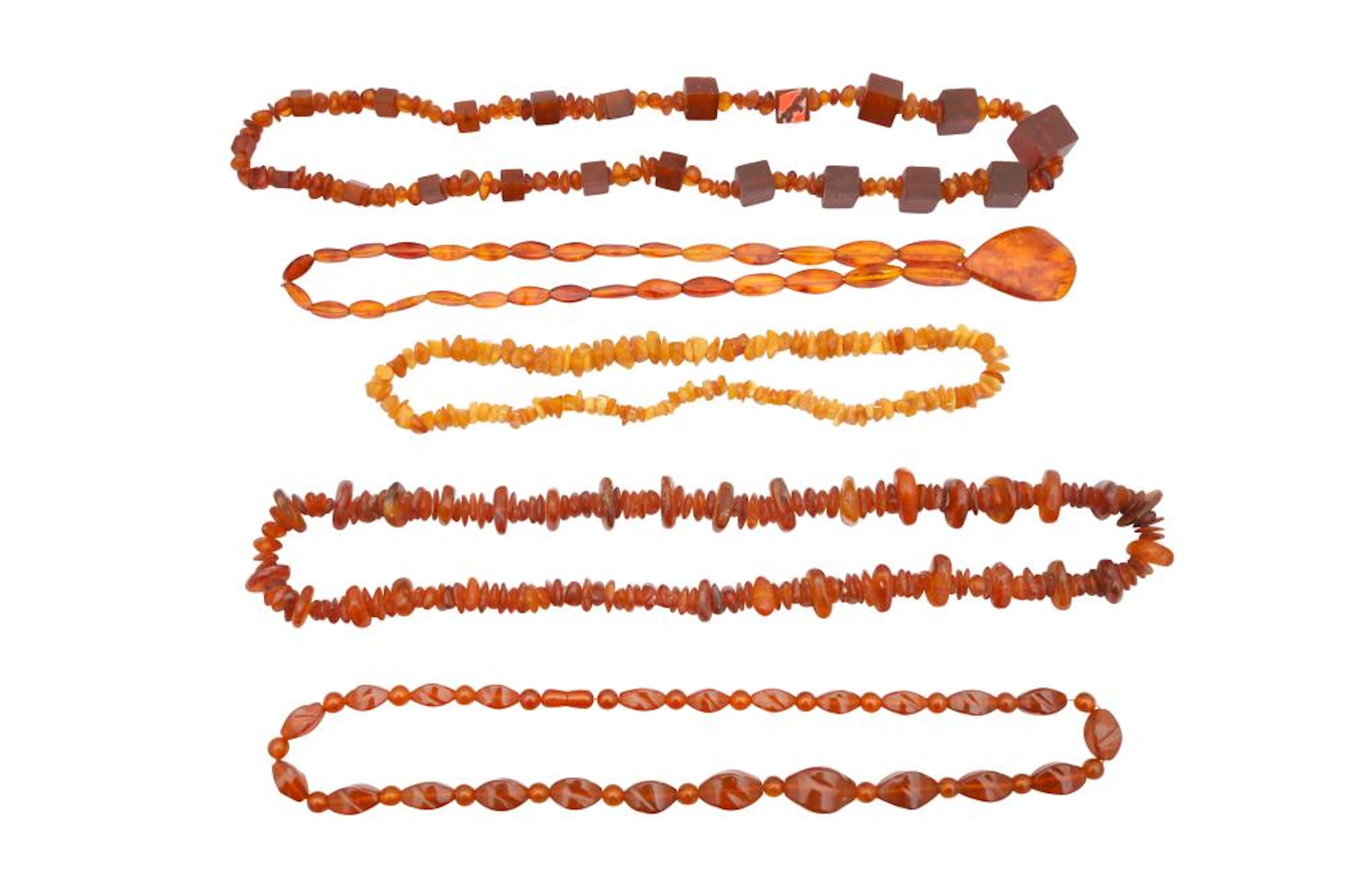 A COLLECTION OF AMBER NECKLACES