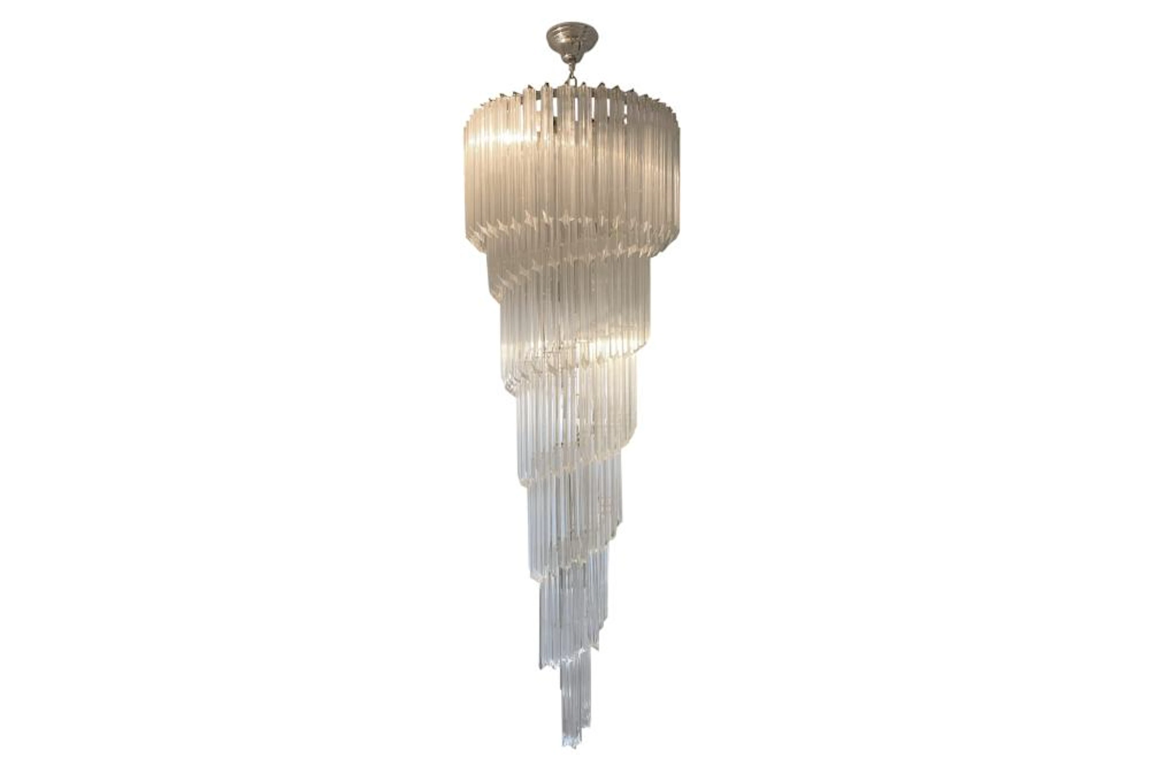 A MID-CENTURY MURANO GLASS TRILOBI CHANDELIER