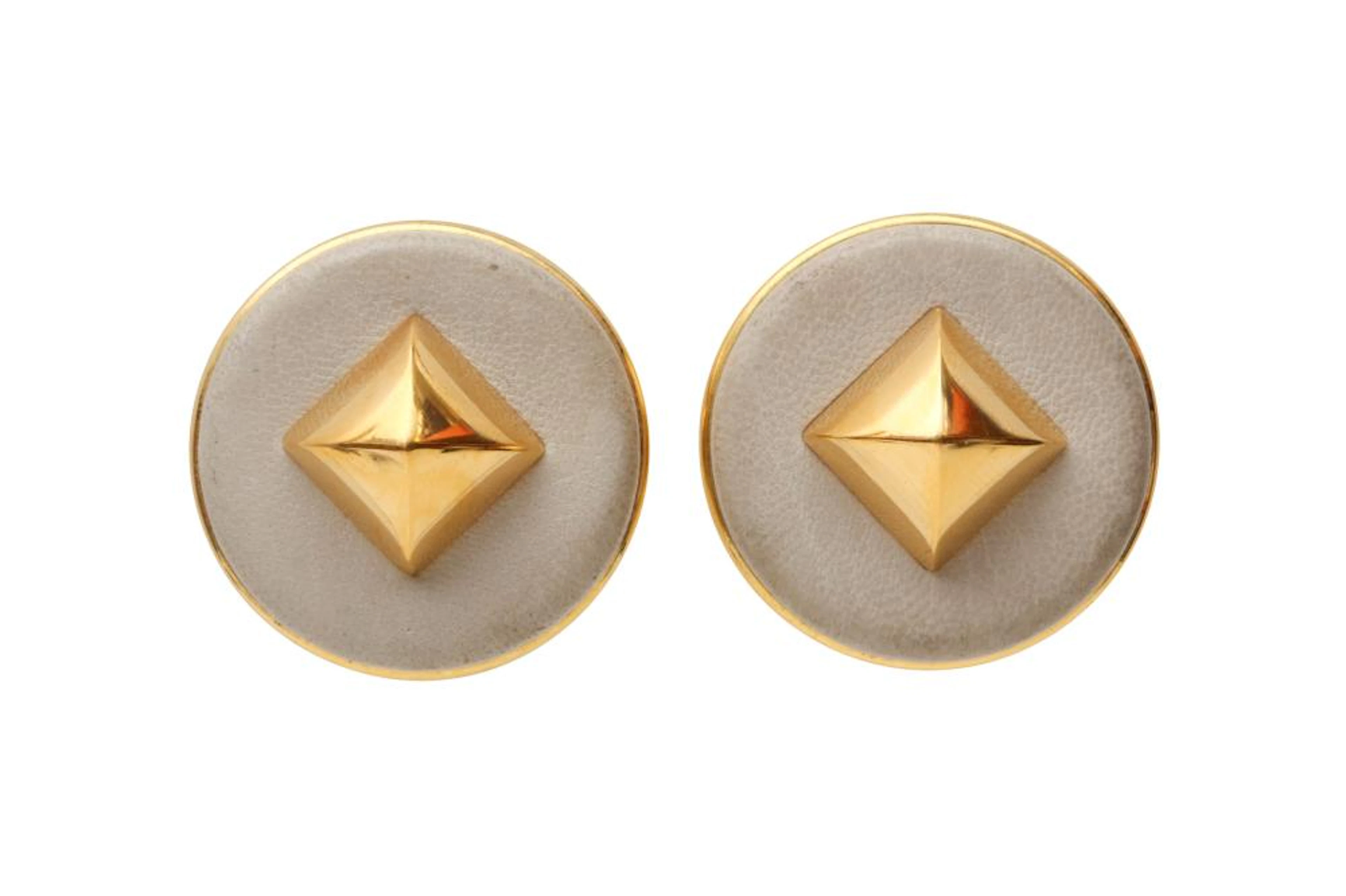 Hermes Cream Medor Clip On Earrings