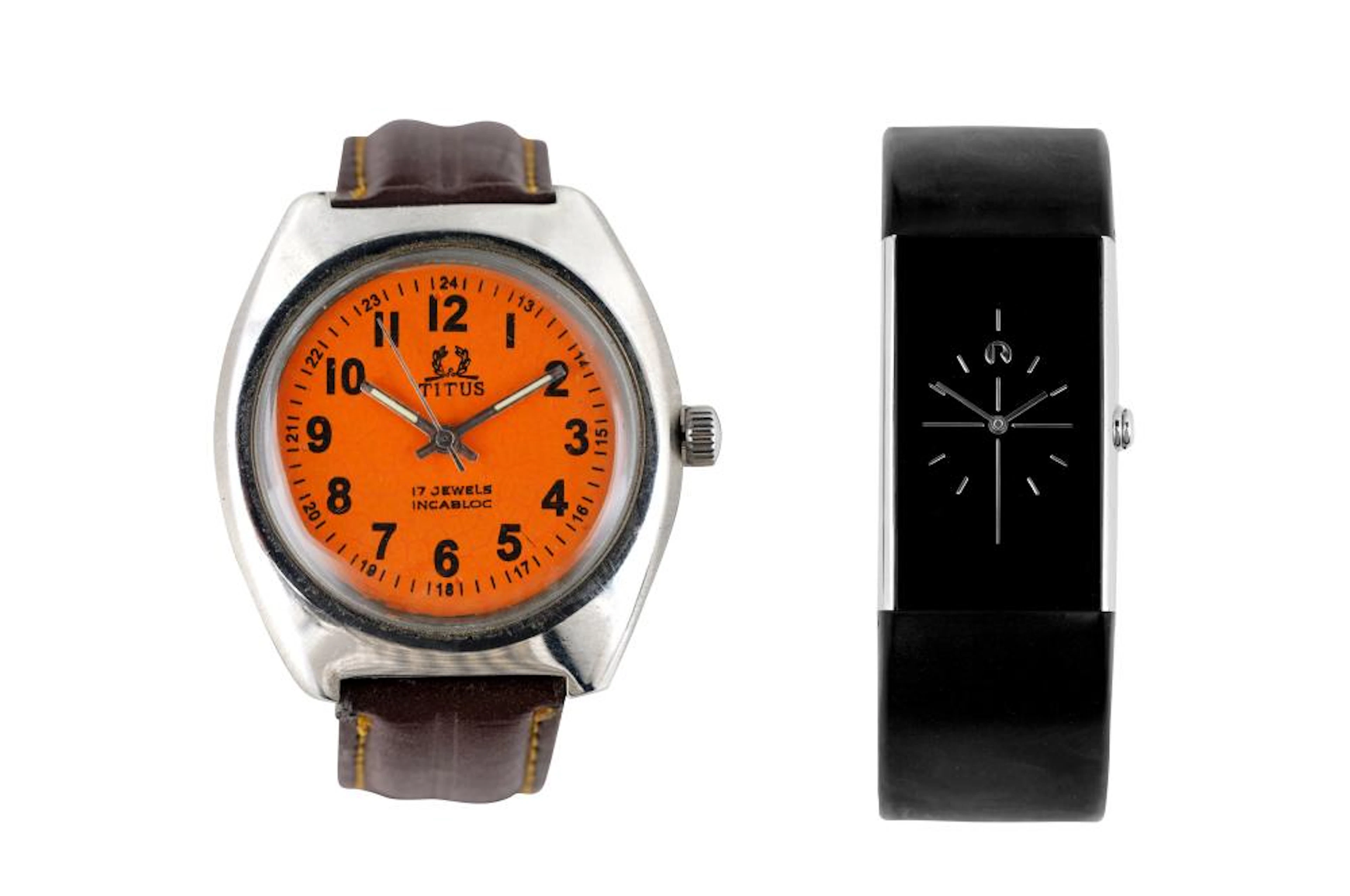 TWO WATCHES AND TWO STRAPS. TITUS AND ROSENDAHL.