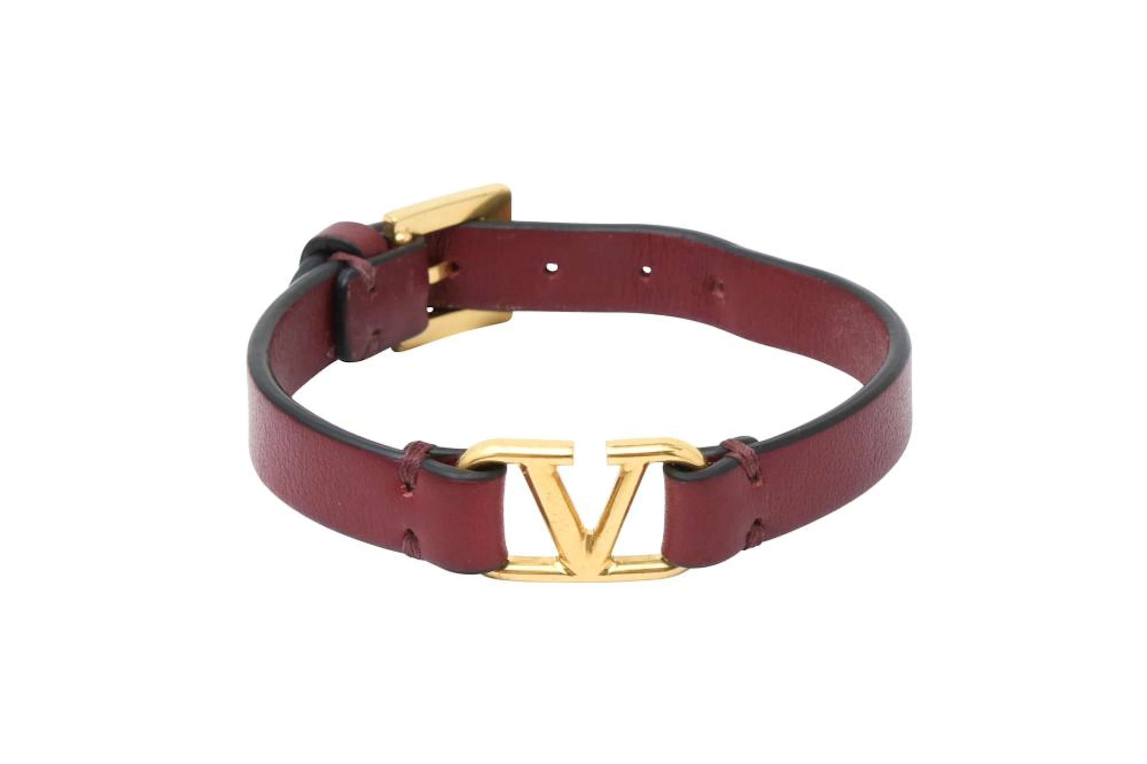 Valentino Burgundy Vlogo Signature Bracelet
