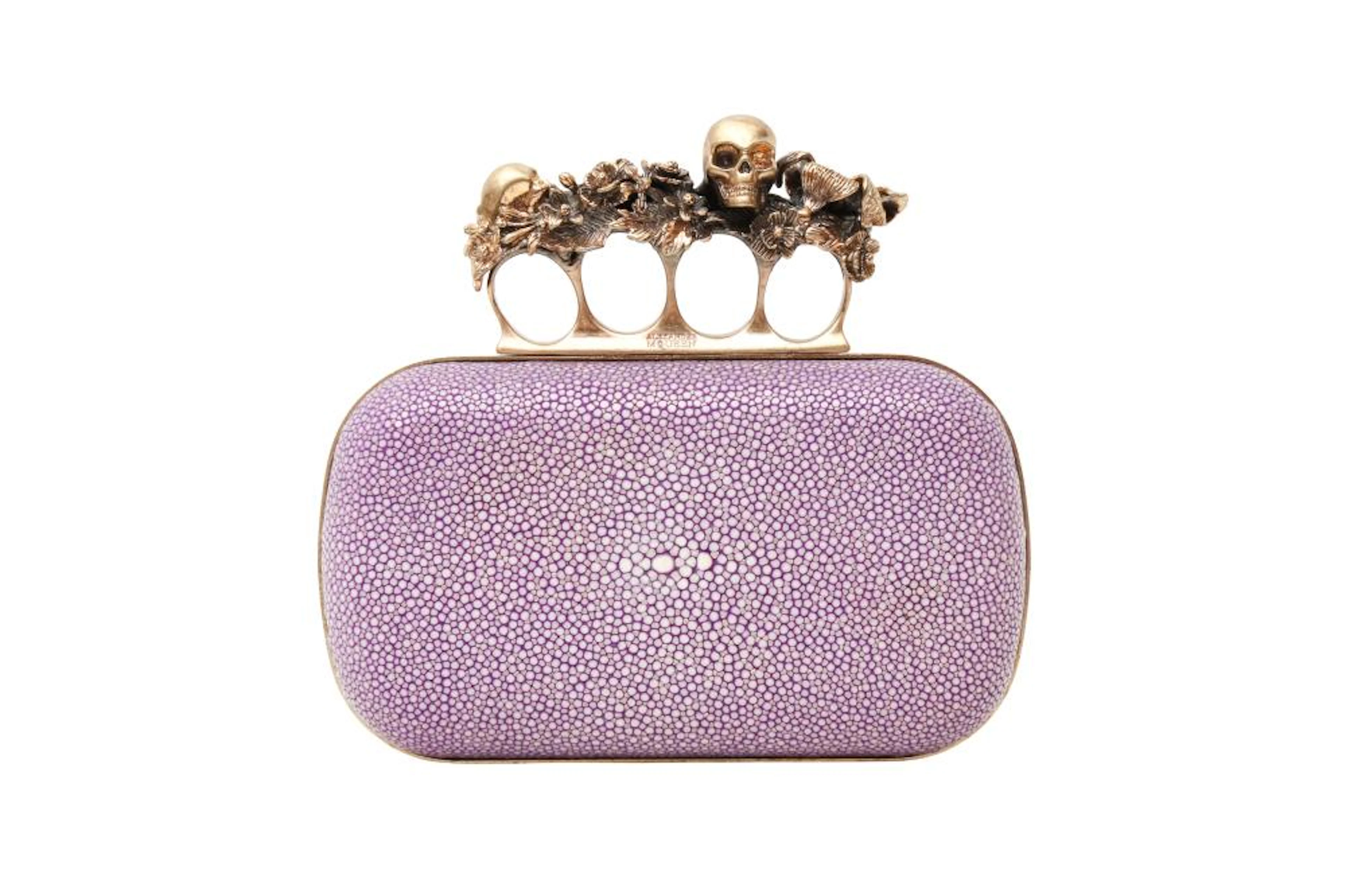 ? Alexander McQueen Purple Stingray Flower Four Ring Clutch