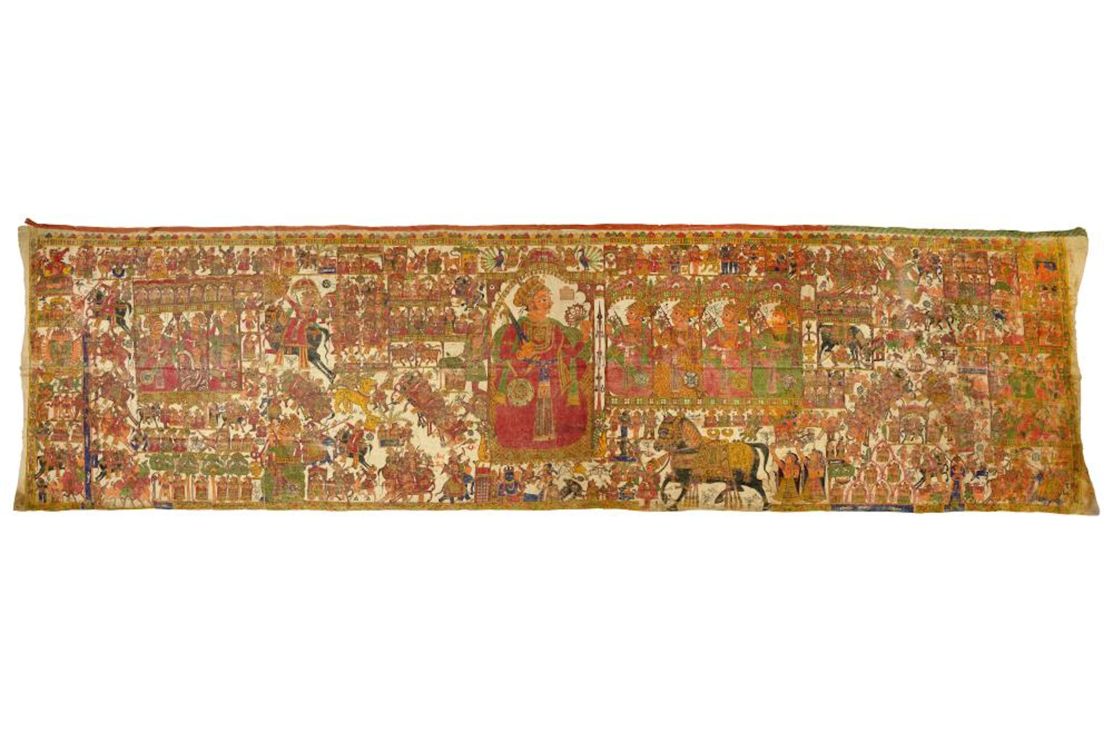 A POLYCHROME-PAINTED RAJPUT COTTON BANNER Rajasthan