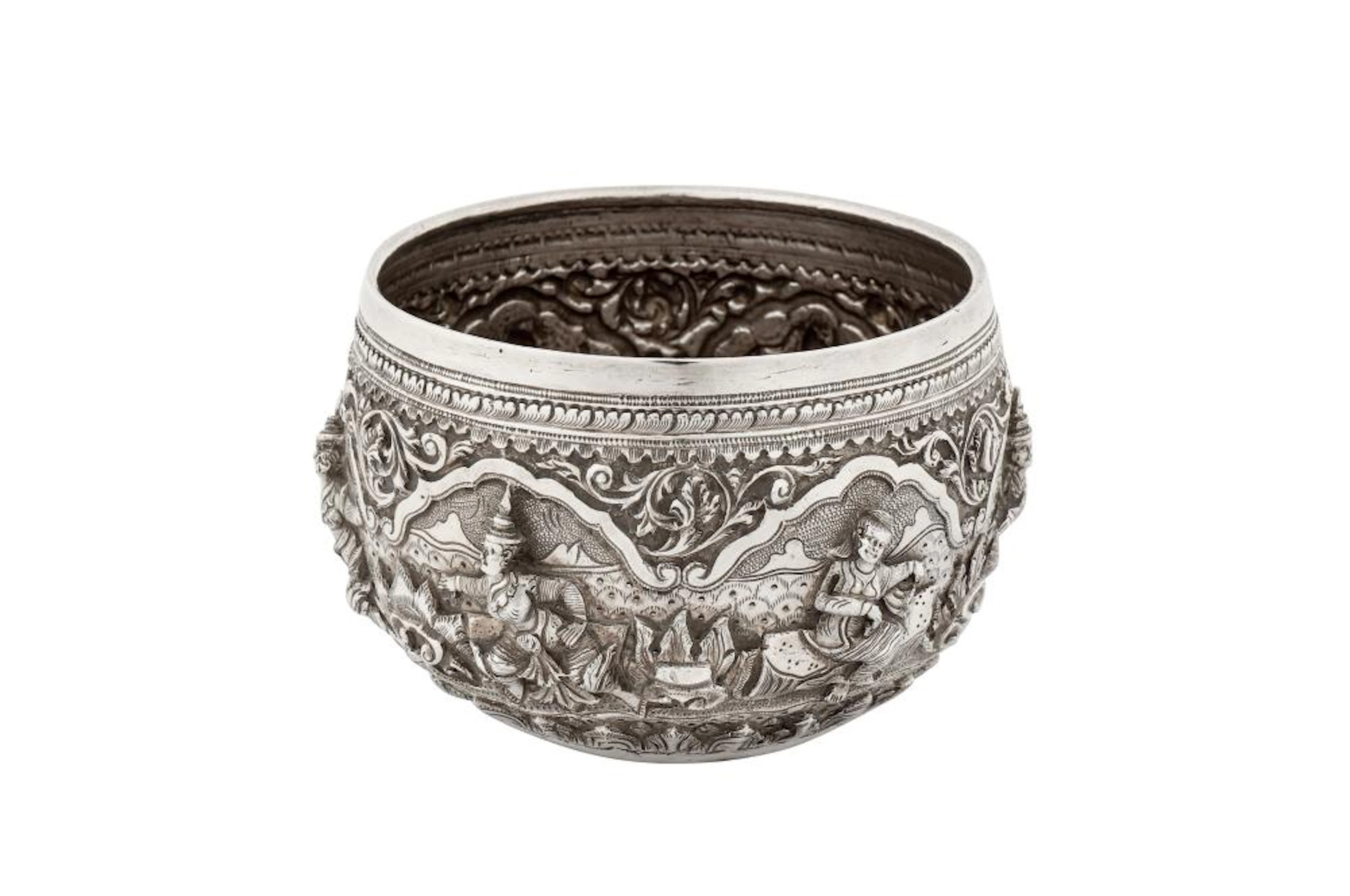 An early 20th century Burmese unmarked silver small bowl, Rangoon circa 192