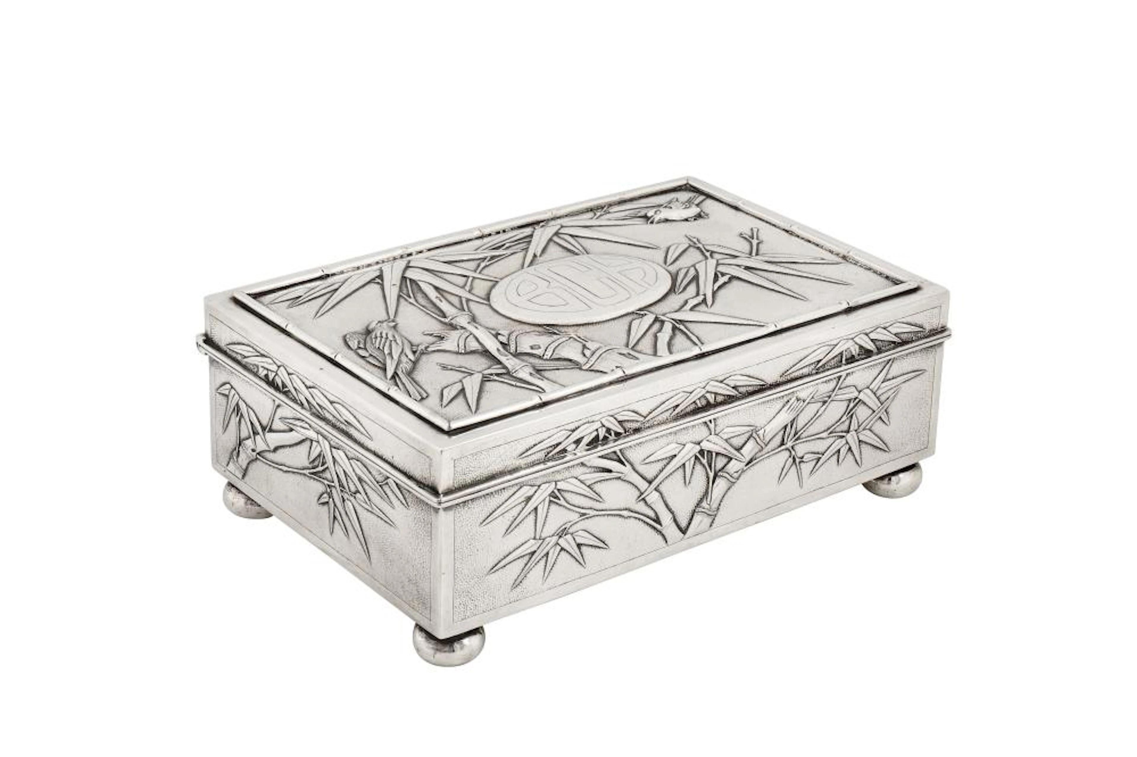 An early 20th century Chinese export silver cigarette box...