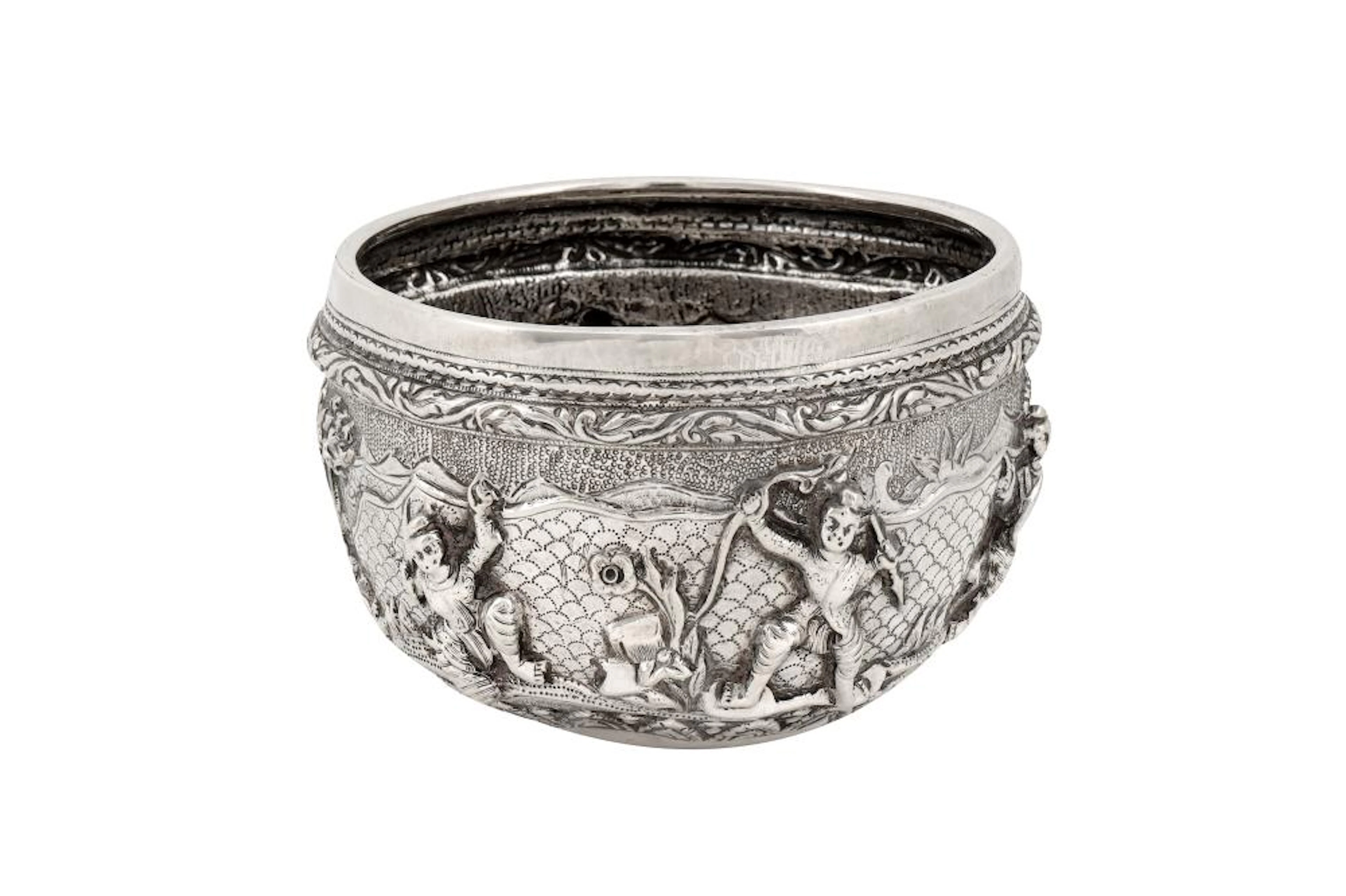 An early 20th century Burmese unmarked silver small bowl, Rangoon circa 1910