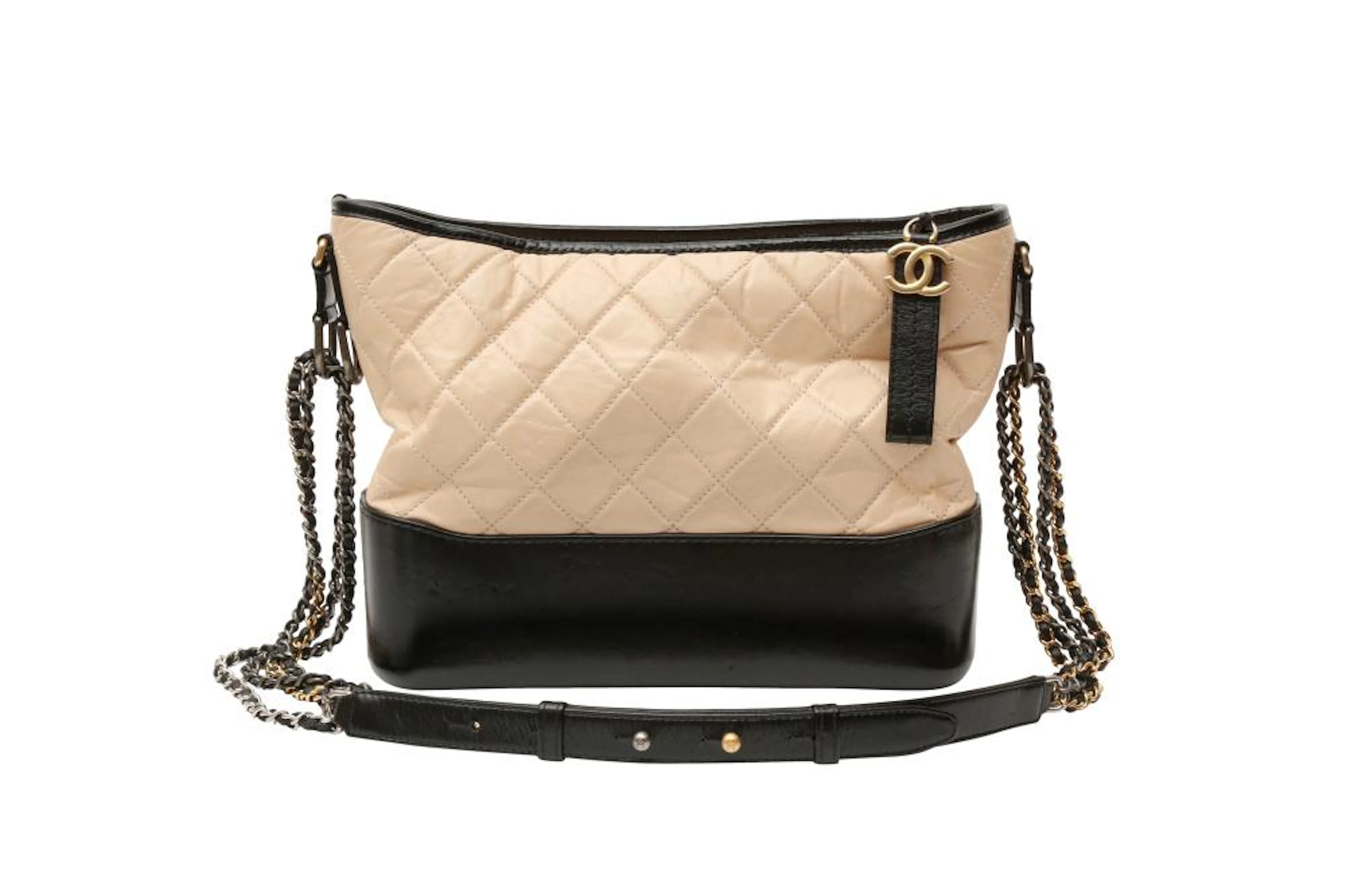 Chanel Beige Black Medium Gabrielle Hobo Bag