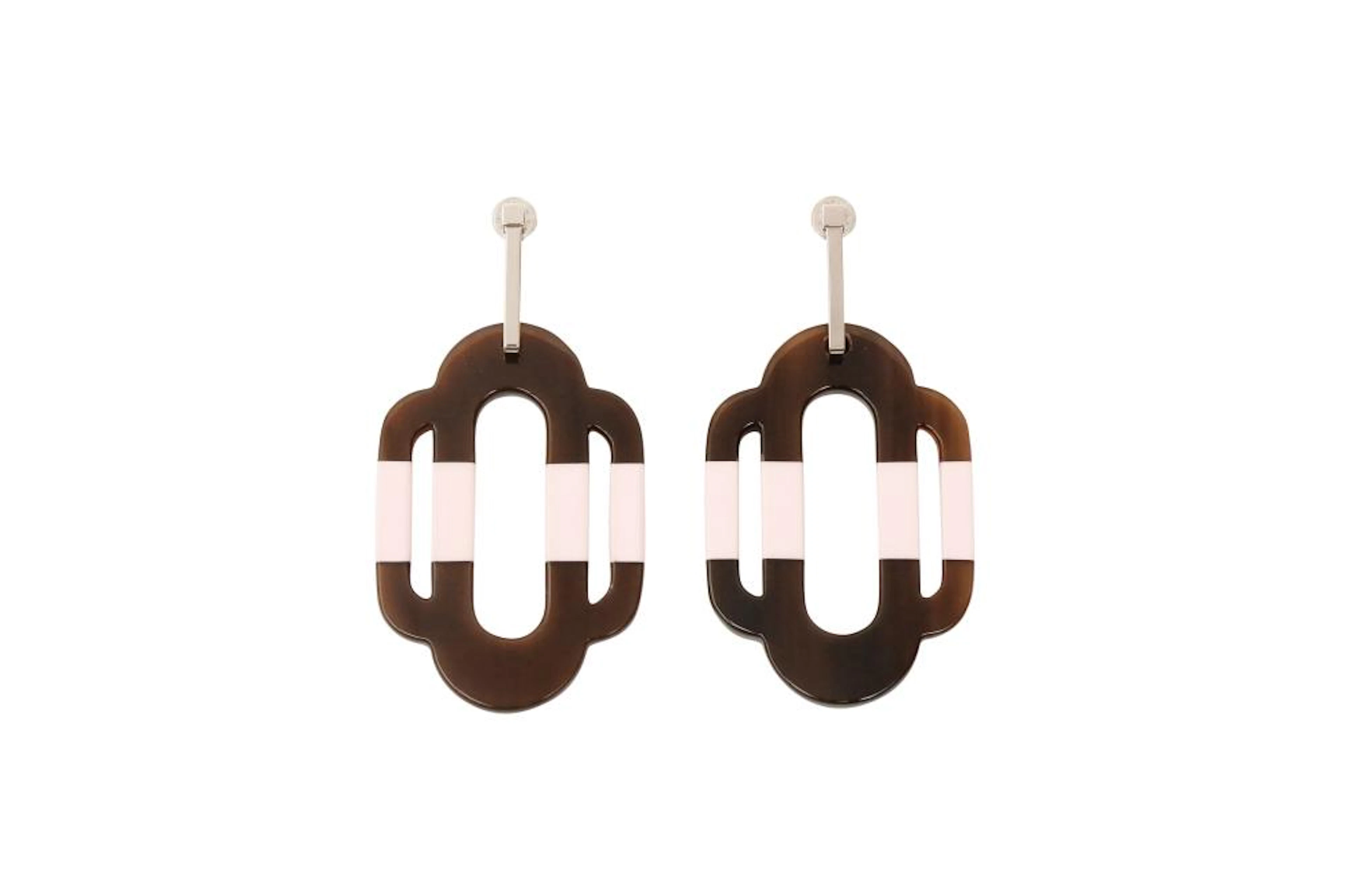Hermes Brown Attelage Drop Pierced Earrings