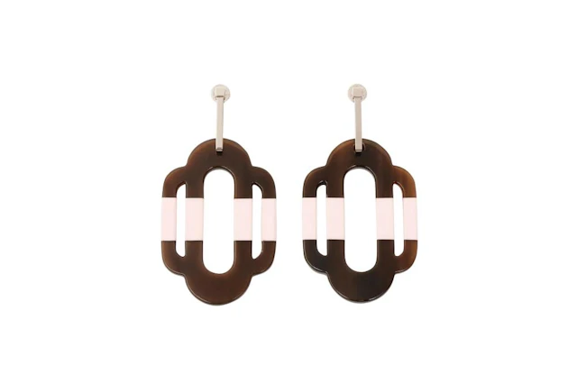 Hermes Brown Attelage Drop Pierced Earrings