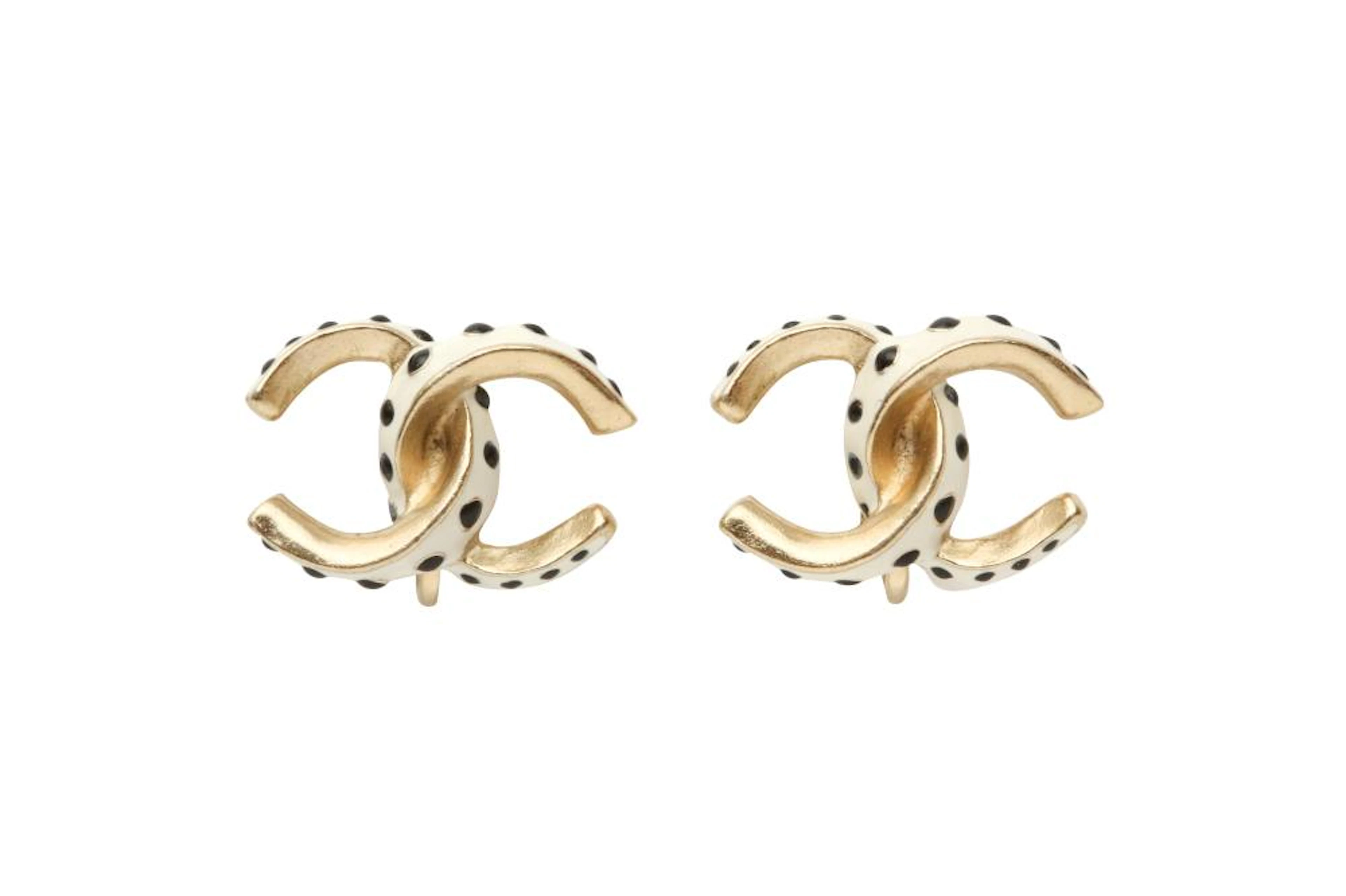 Chanel White CC Clip On Earrings