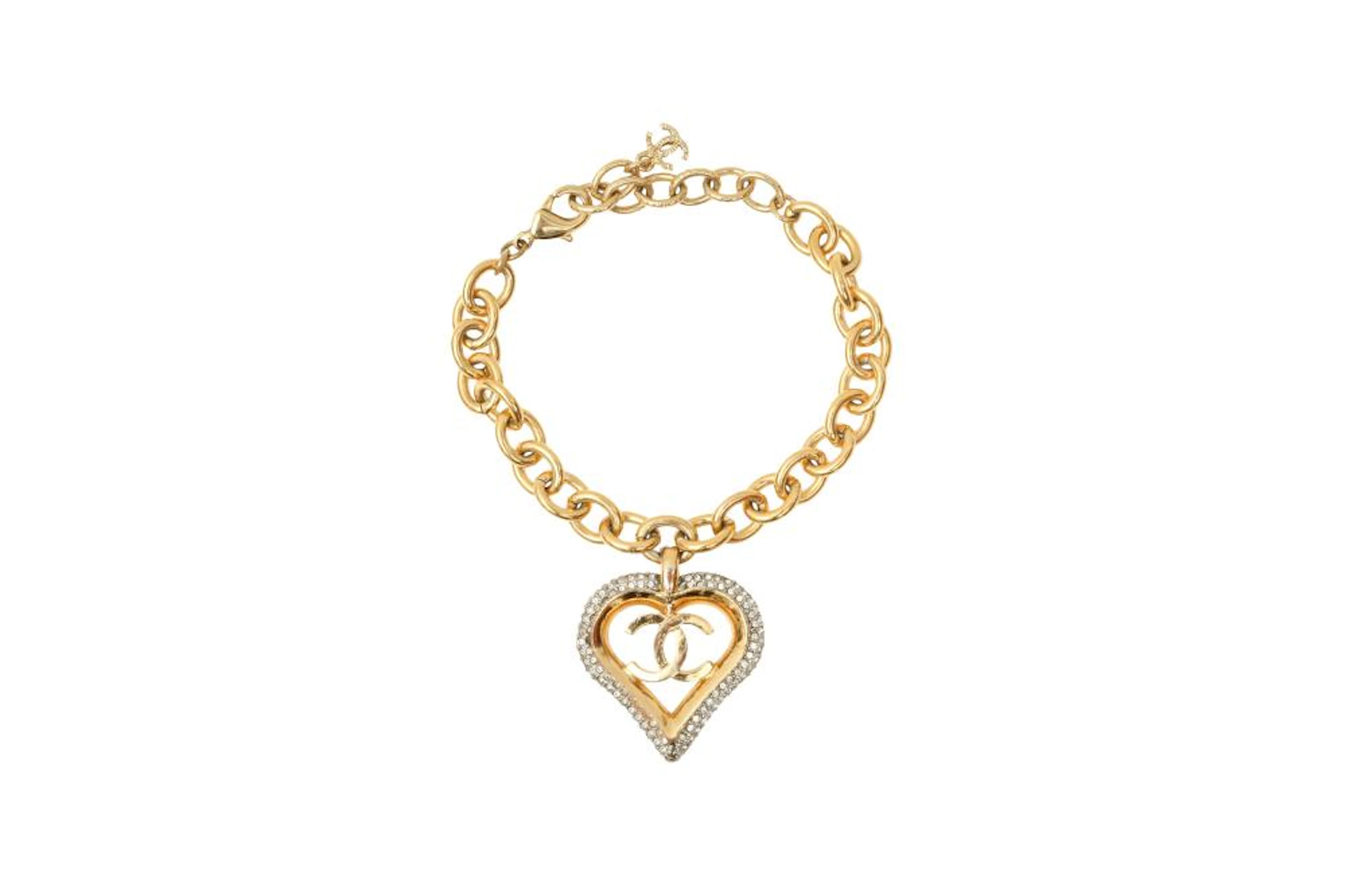 Chanel Crystal CC Heart Bracelet