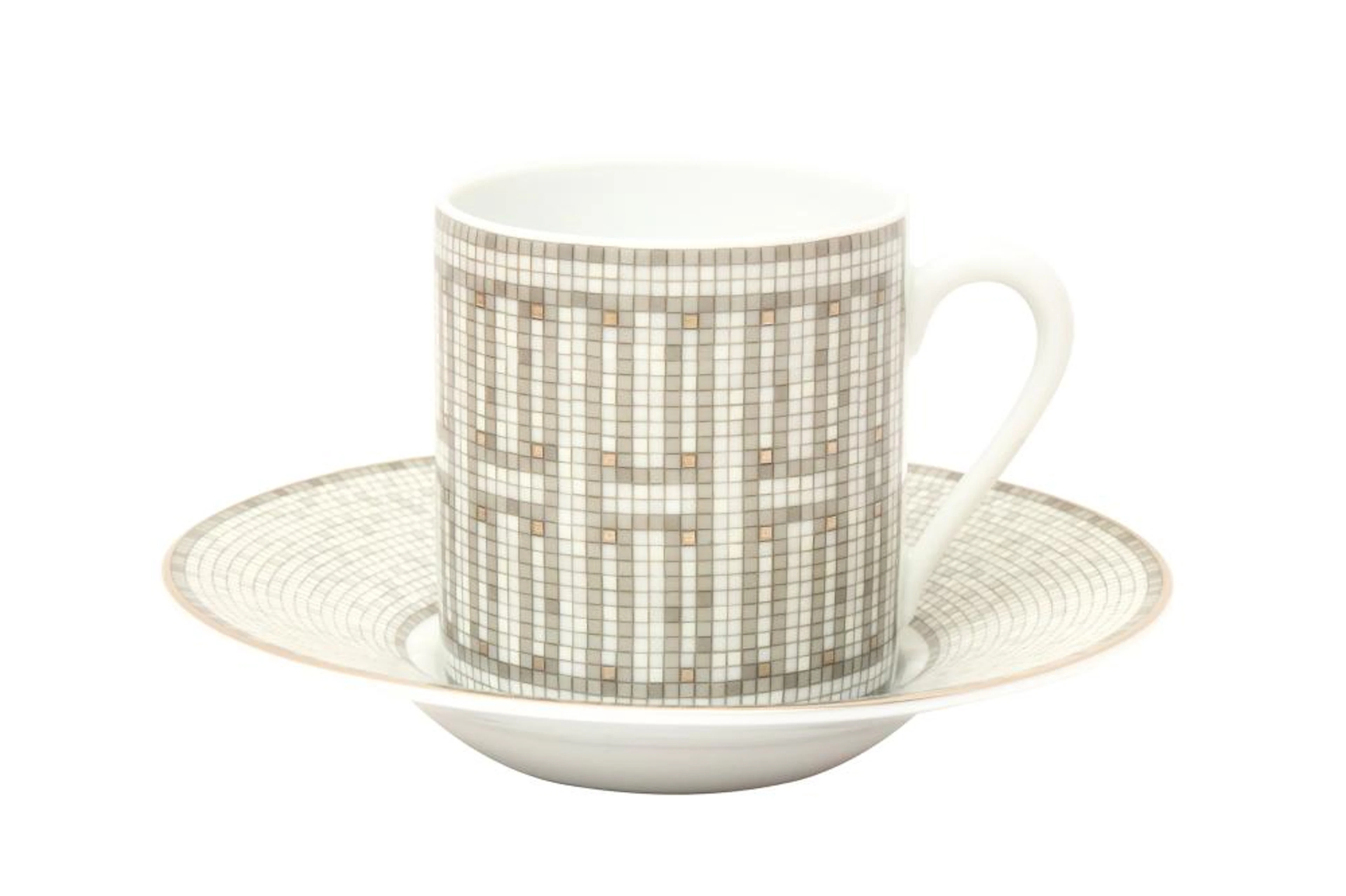 Hermes ?Mosaique Au 24 Platinum? Espresso Cups and Saucers