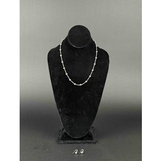 Black Pearl Sterling Silver Necklace and Earrings Set