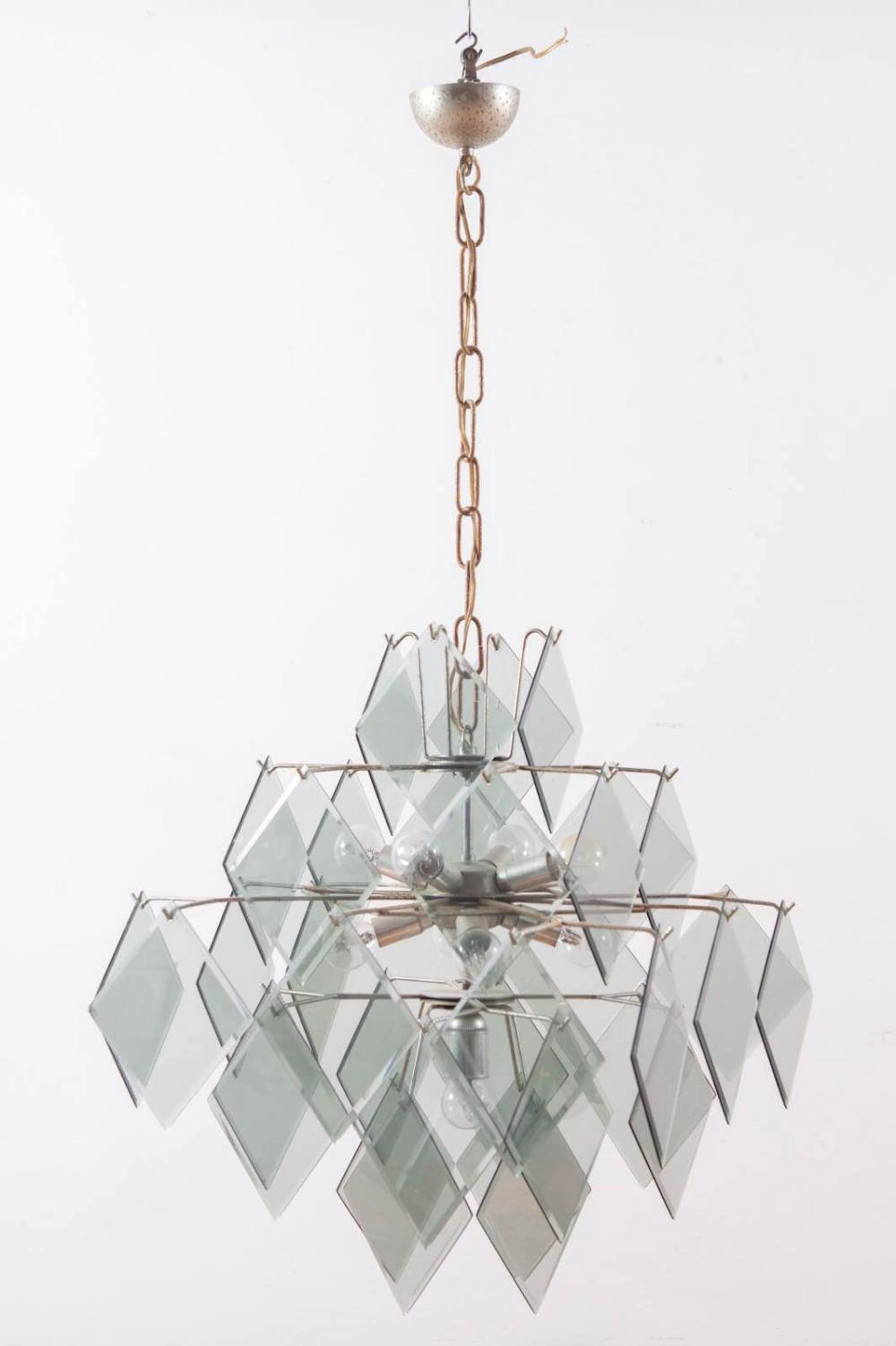 Manifattura Italiana Anni ?70, Lampadario a nove luci.
