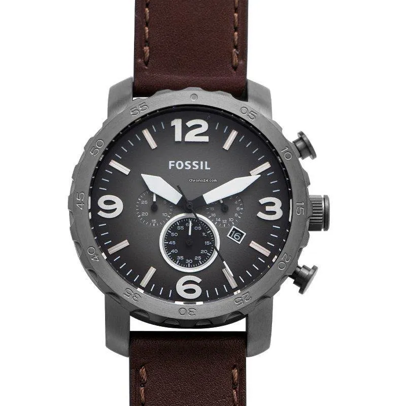 Fossil Nate Chronograph Brown Leather Watch JR1424 - JR1424 | Barnebys