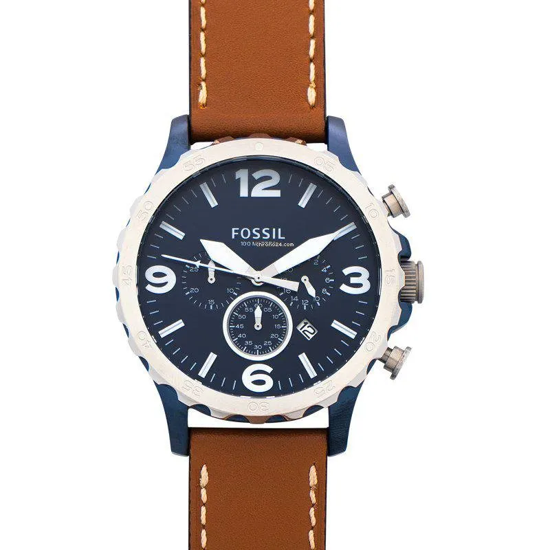 Fossil Nate Chronograph Navy Blue Dial Men's Watch 50 mm - JR1504 ...