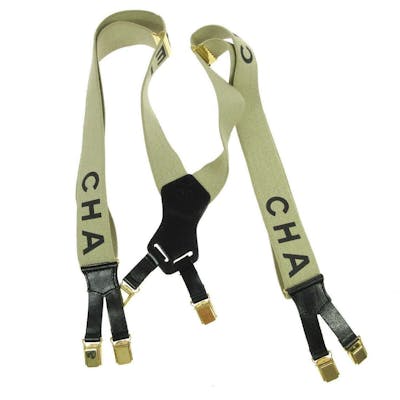 RARE CHANEL CC Logos Suspenders Beige Accessories | Barnebys