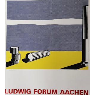 Roy Lichtenstein "Ruins" Framed Hand Signed Poster 1994