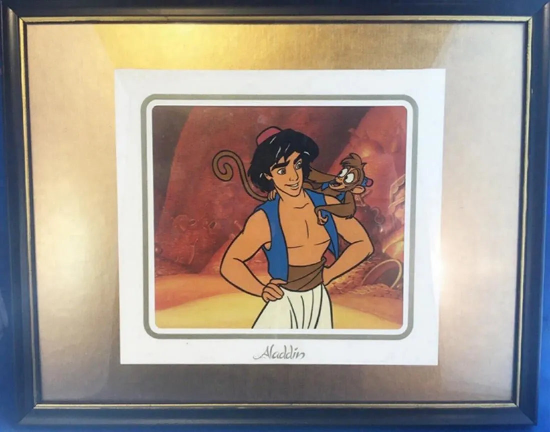 ALADDIN & ABU WALT DISNEY ORIGINAL ARTIST ANIMATION PRODUCTION CEL ART ...