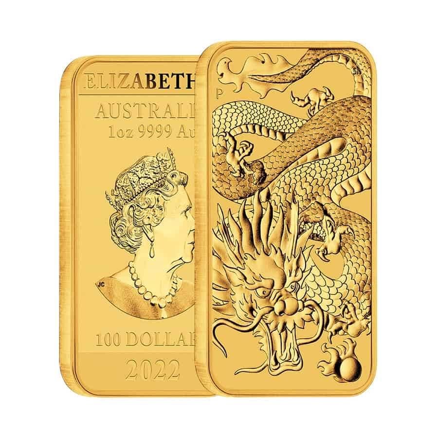 2022 1 Oz Gold Australian Dragon Coin Bar $100 BU | Barnebys