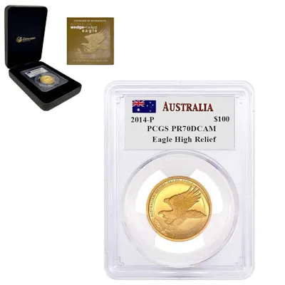 2014 1 oz Gold Australian Wedge-Tailed Eagle Perth Mint PCGS PF 70 ...