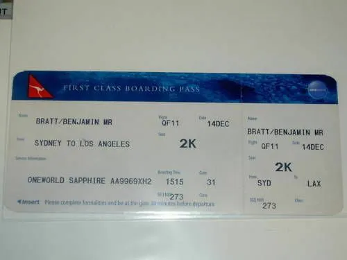 Benjamin Bratt Original Boarding Pass From Lax | Barnebys