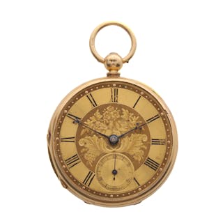 A VICTORIAN 18 CARAT GOLD CASED OPEN FACE POCKET WATCH.