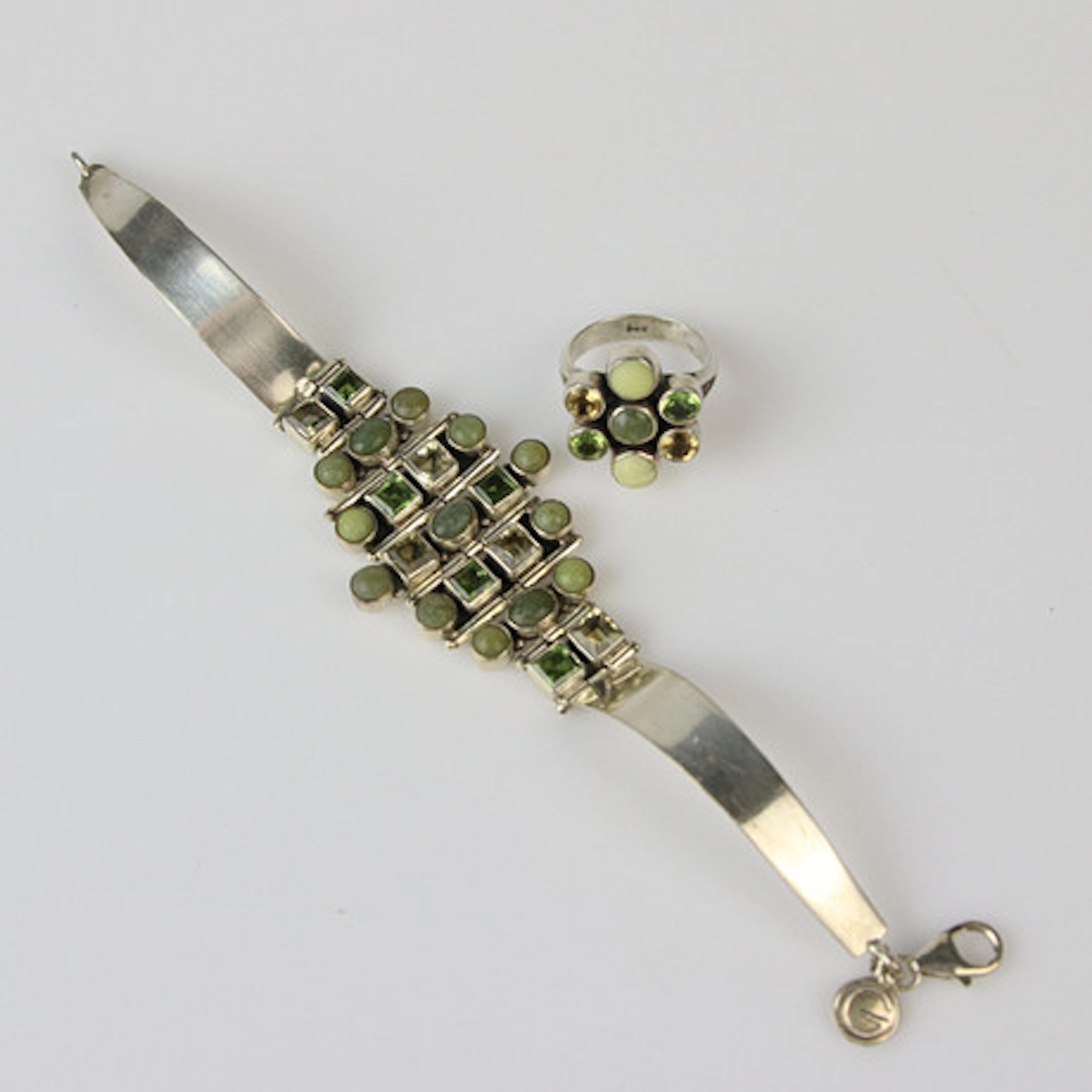 ARMBAND och RING, silver, peridot och citr…