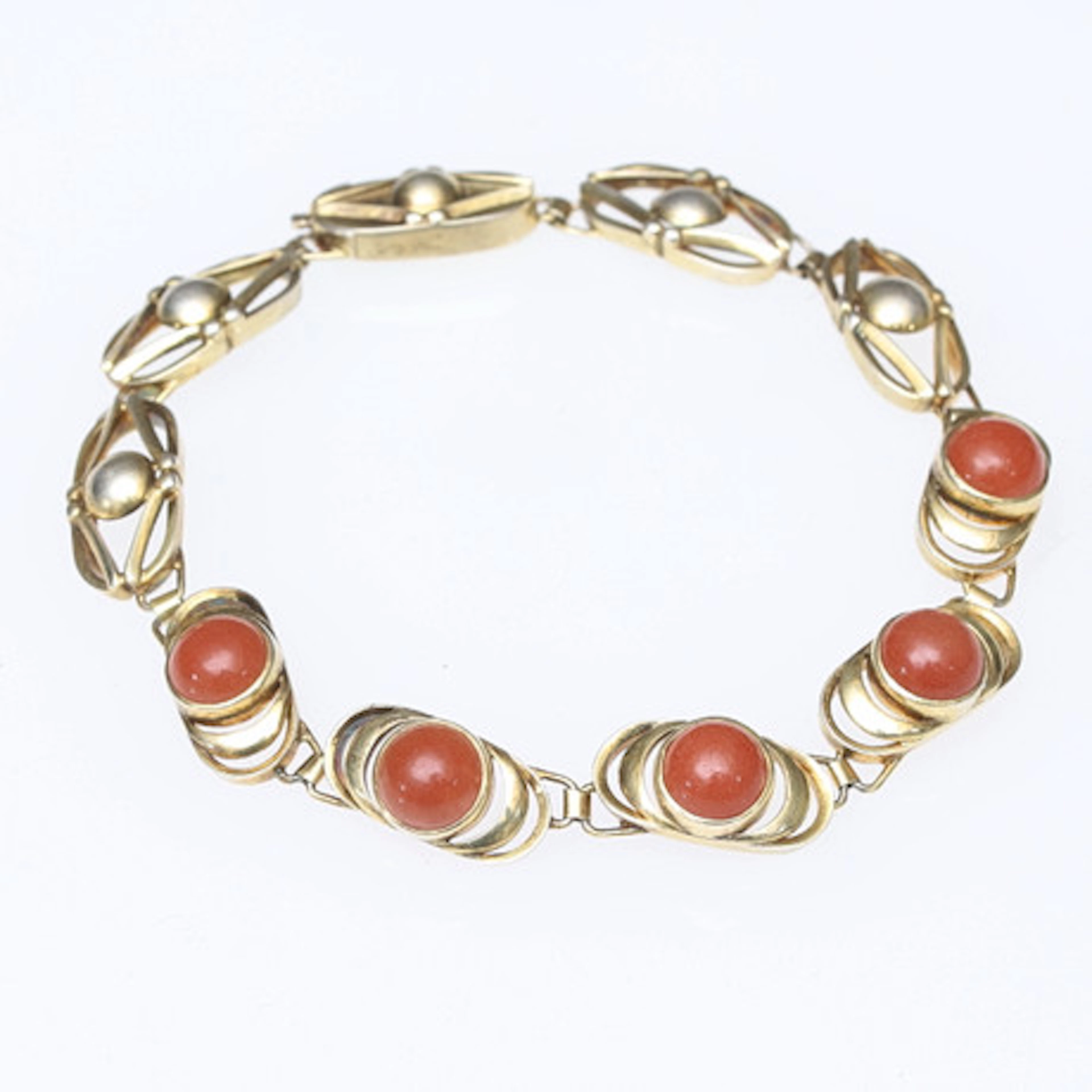 ARMBAND, silver & karneol.