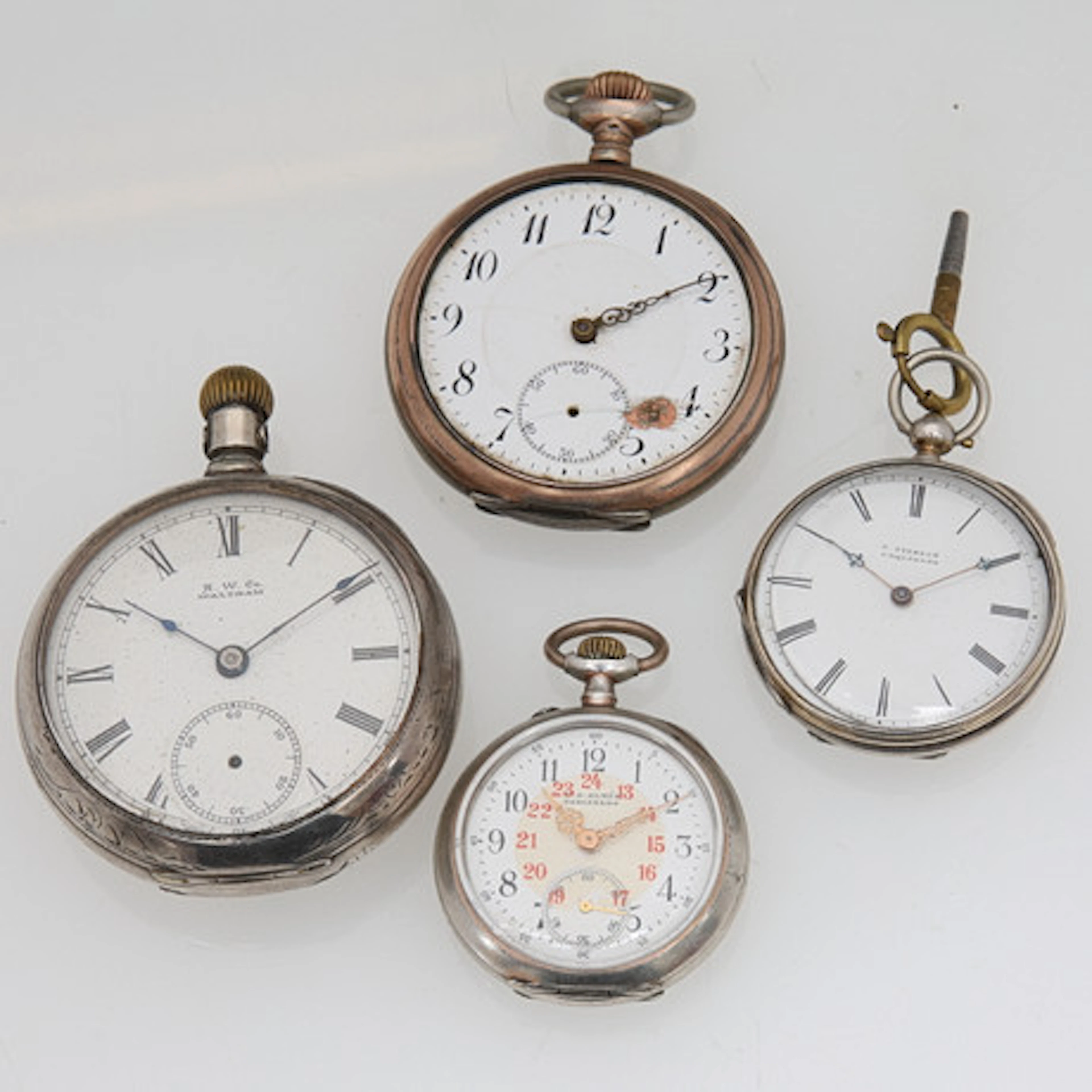 FICKUR, 4 st, silver, bl.a. Waltham.