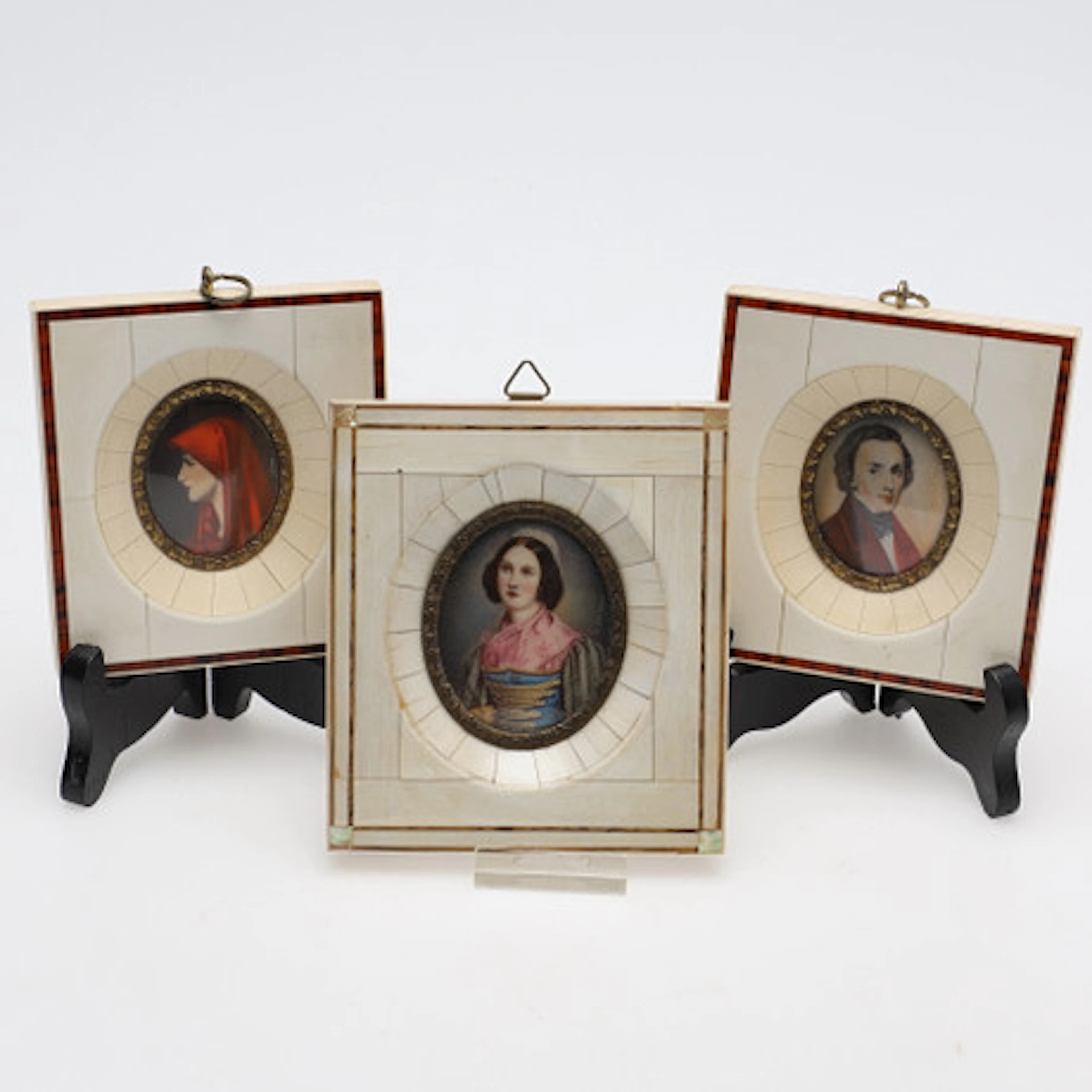 MINIATYRPORTRÄTT, 3 st, bl.a. Chopin.