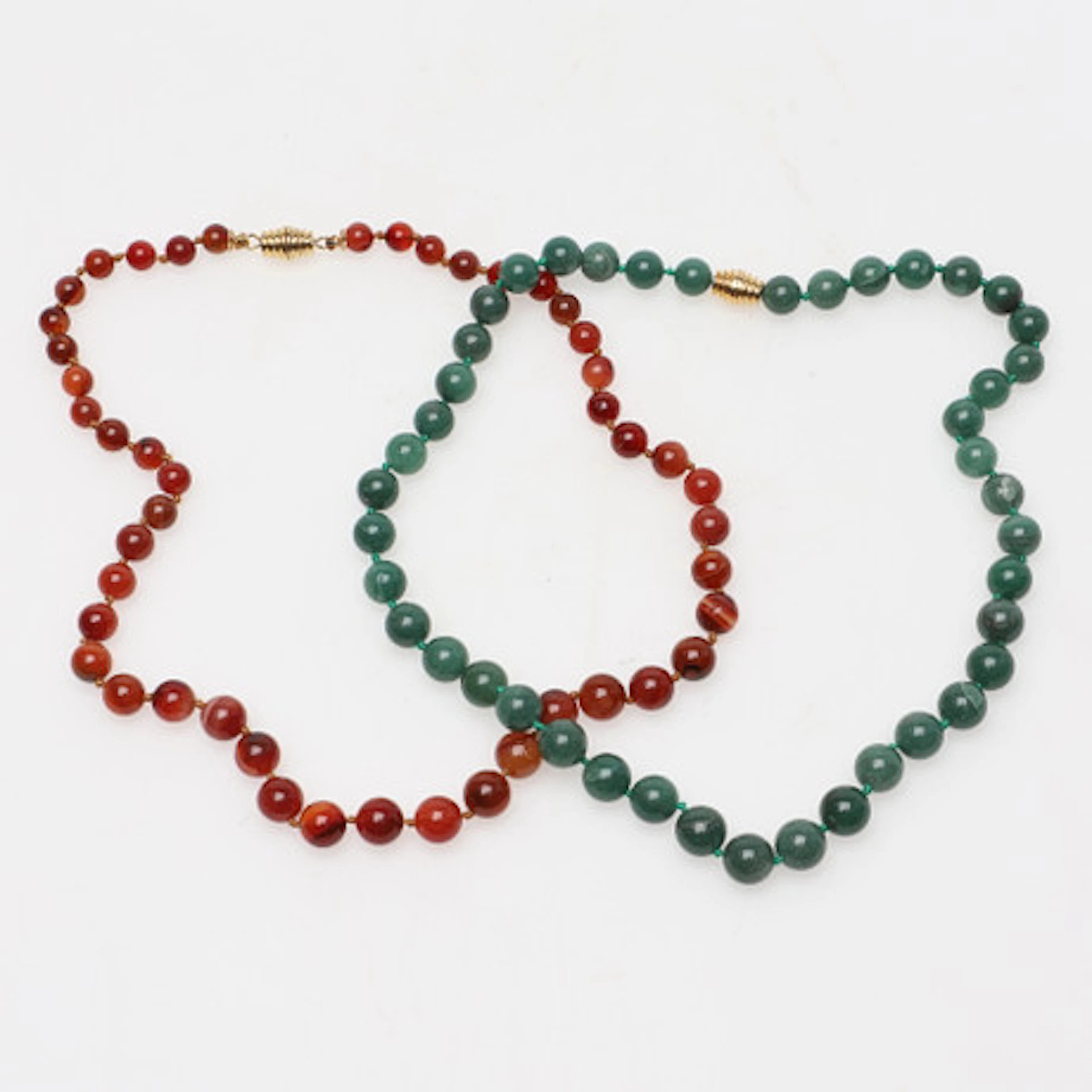 COLLIER, 2 st, doserad aventurin & karneol.