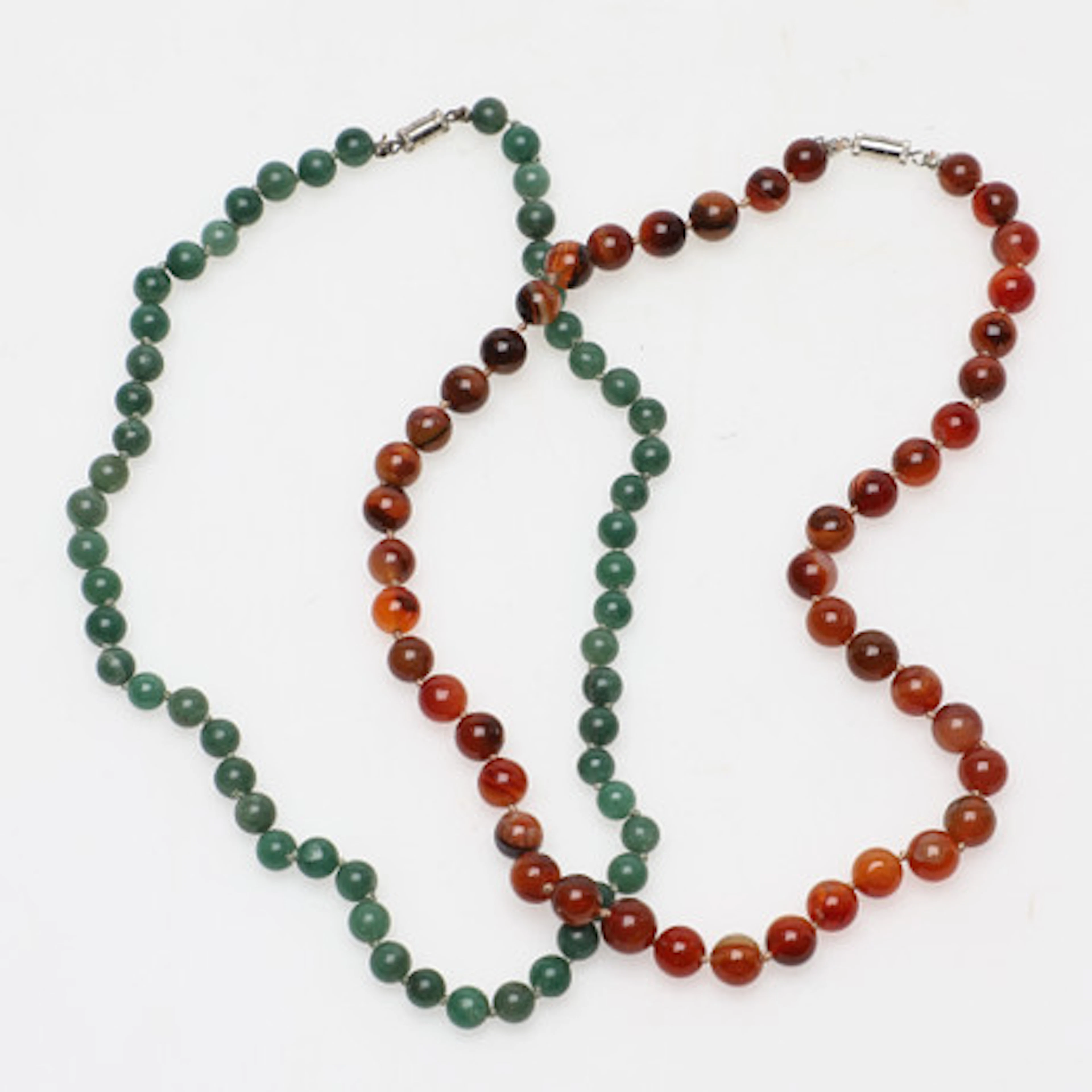COLLIER, 2 st, karneol & aventurin.