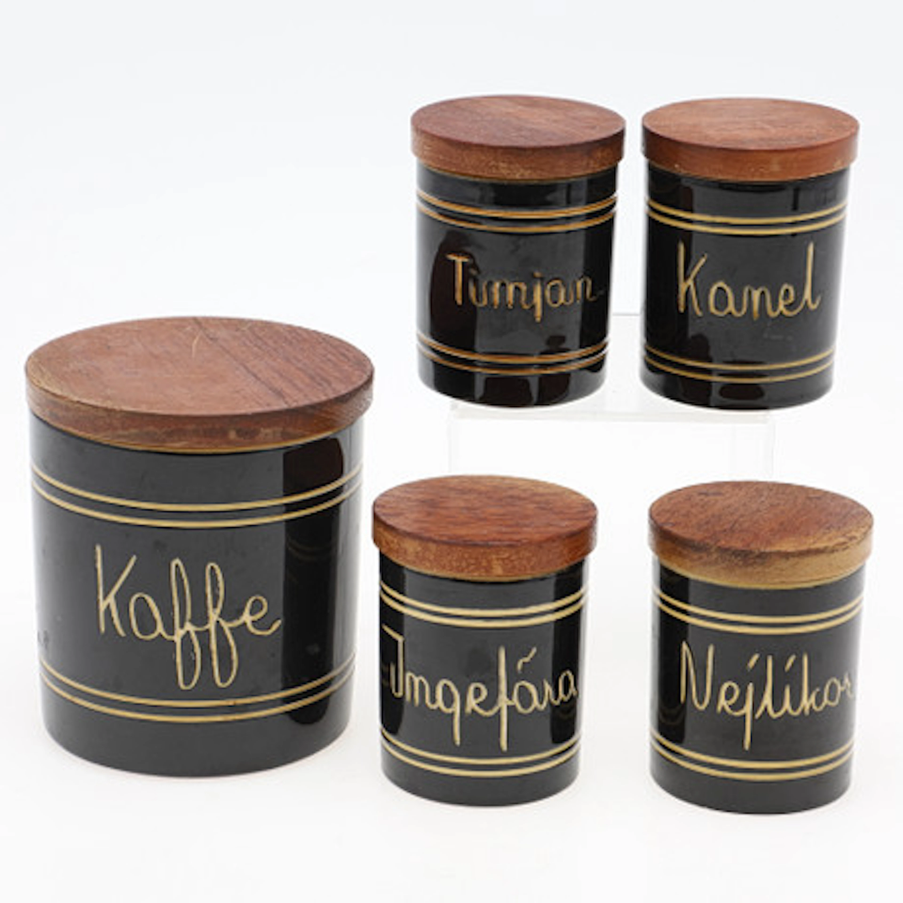 BURKAR, 5 st, keramik & teak, Töreboda, 19…
