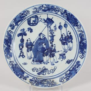 TALLRIK, porslin, dekor i underglasyrblått, Kina, 1800-tal.