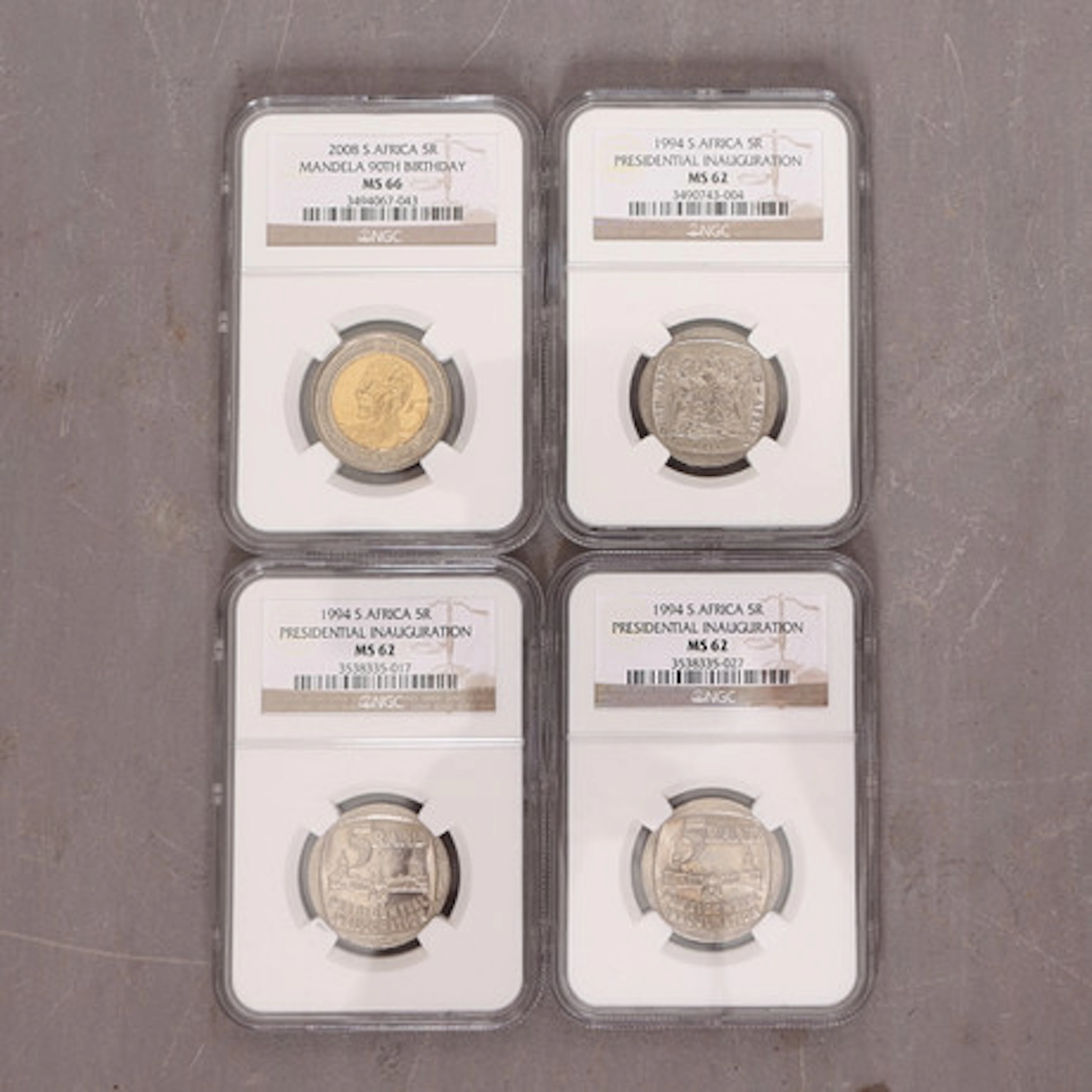 NELSON MANDELA, 4 st NGC graderade mynt i …