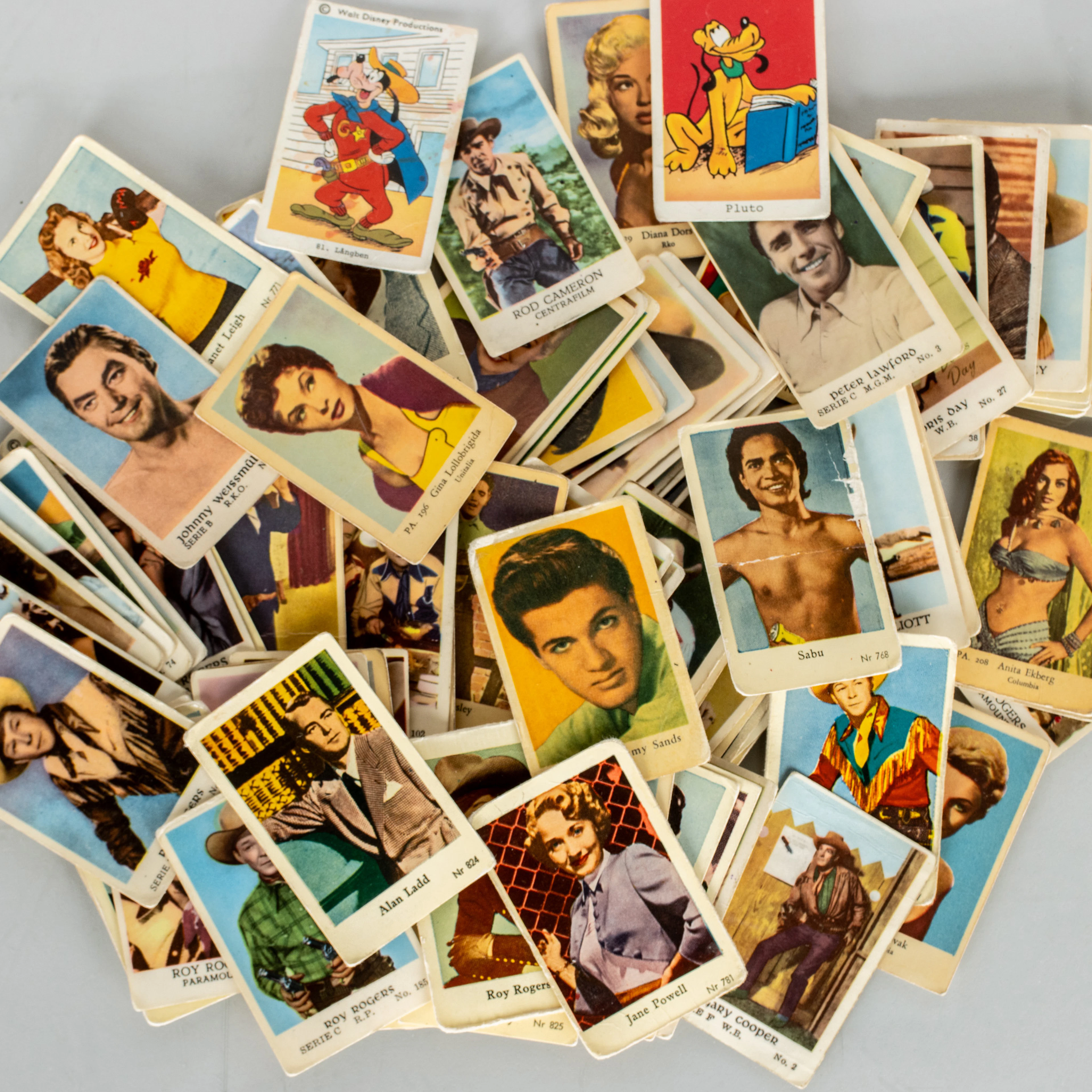 SAMLING SK FILMISAR/IDOLBILDER, 1950-tal, bla James Stewart, Ava Gardner
