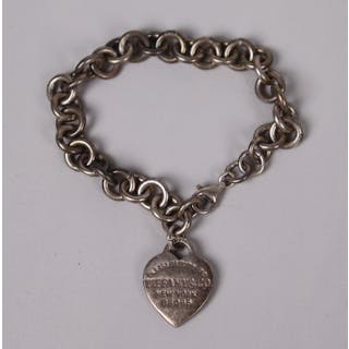 Tiffany & Co, "Return To Tiffany" armband med hjärtberlock, sterling silver