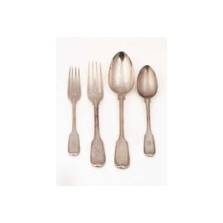 Victorian fiddle and thread pattern silver flatware