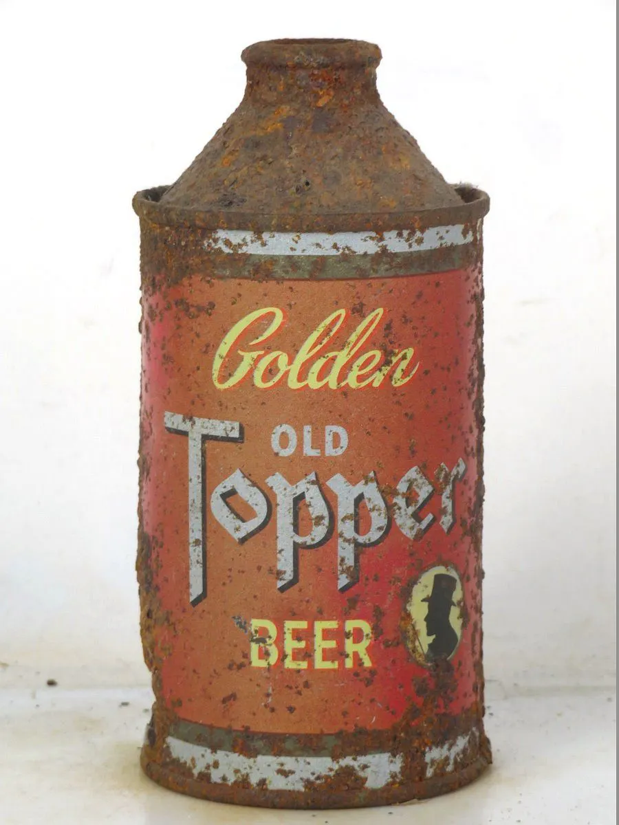 1950 Golden Old Topper Beer 12oz 178-10 High Profile Cone Top Rochester ...
