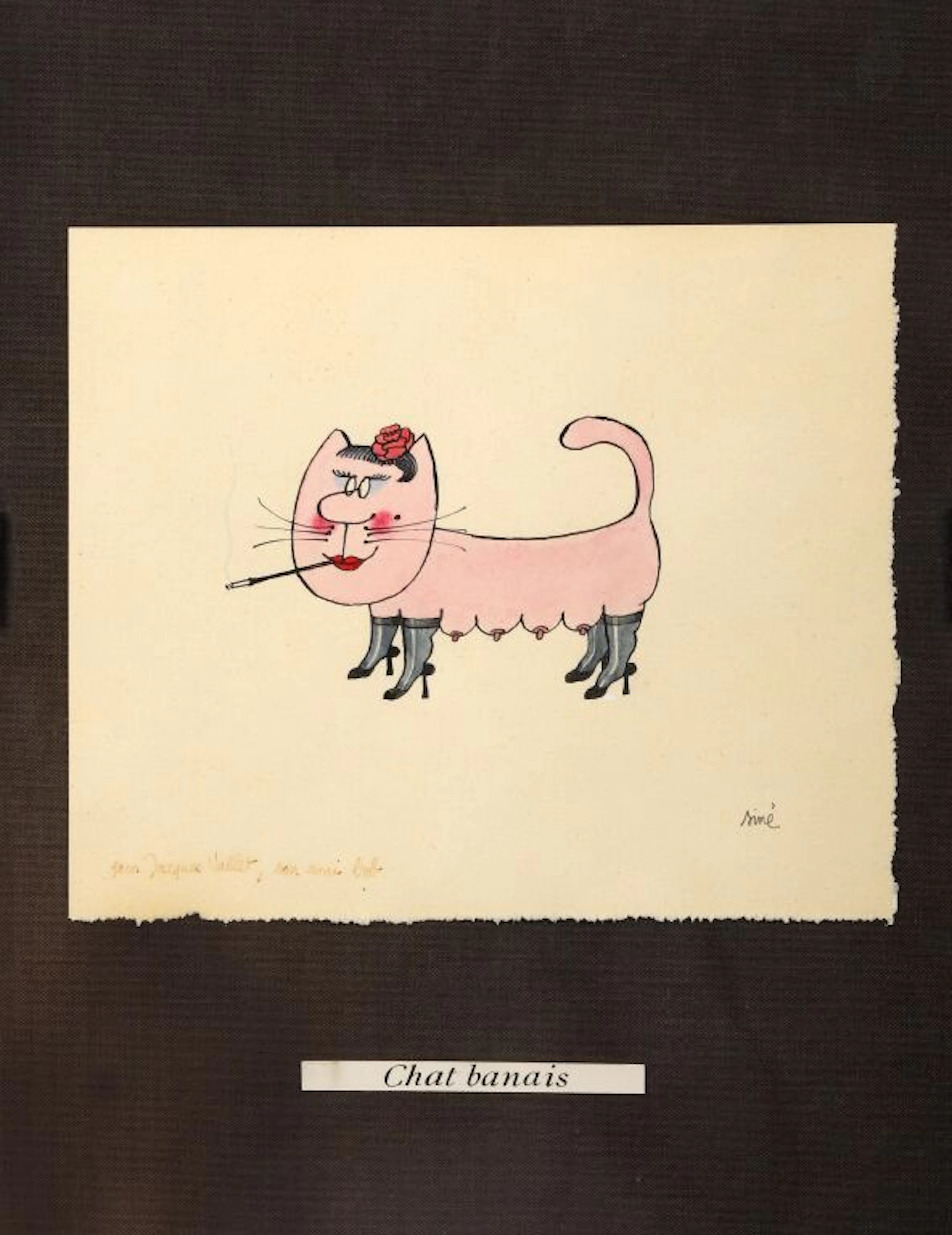 SINÉ (1928-2016). Banana cat. Ink and watercolor.... - Lot 295 - Kâ-Mondo