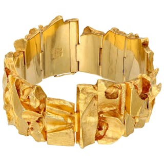 #702 | Lapponia 18K yellow gold brutalist 'Technotitlan' bracelet