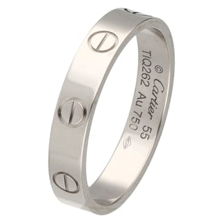 #1052 | Cartier 18K white gold 'Love' band ring.