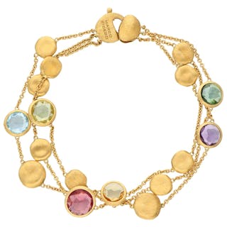 #1026 | Marco Bicego 18K yellow gold three-row bracelet 'Jaipur Colour'