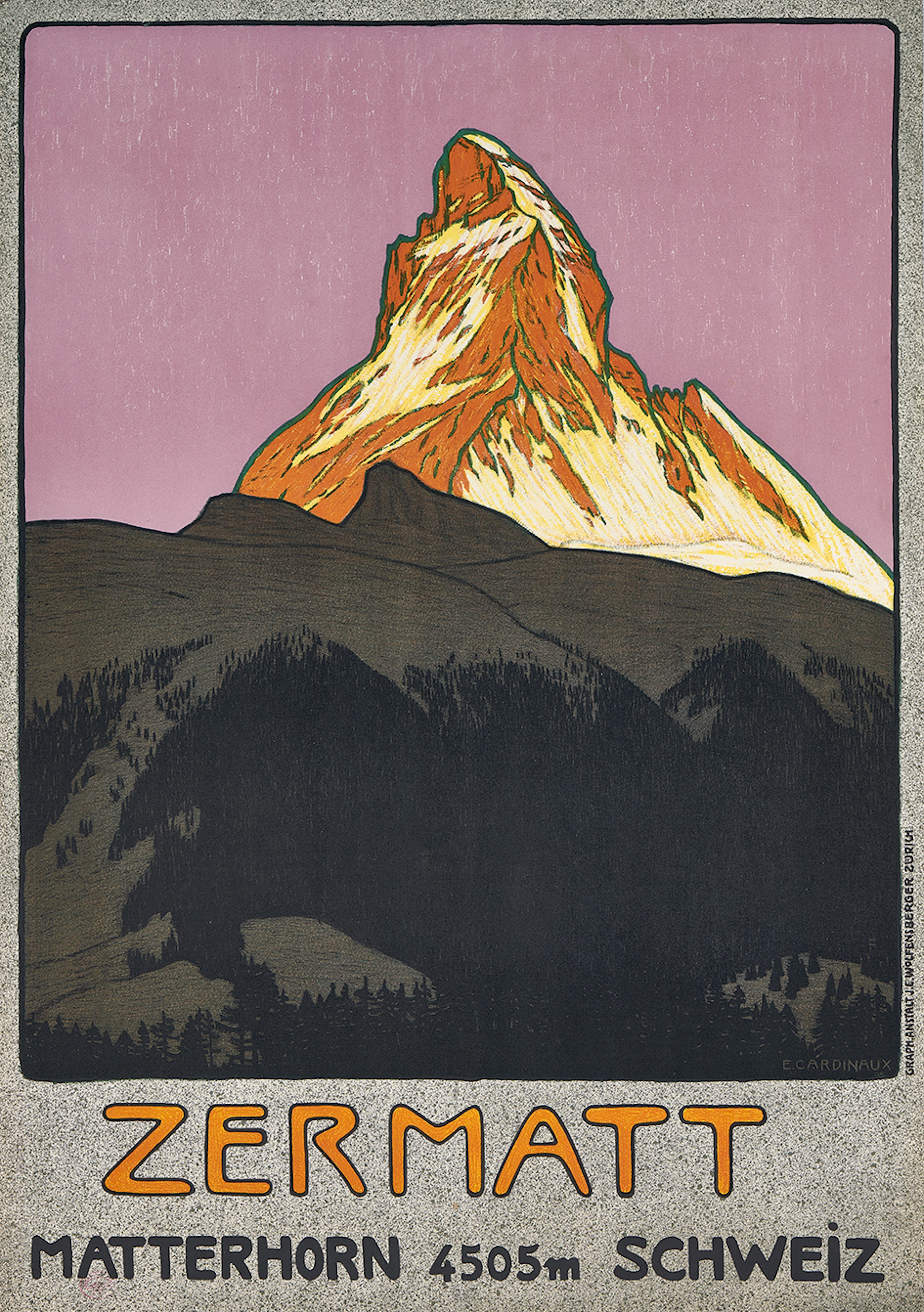Poster. Zermatt, 1908 Emil Cardinaux, 1877-1936 (CH)