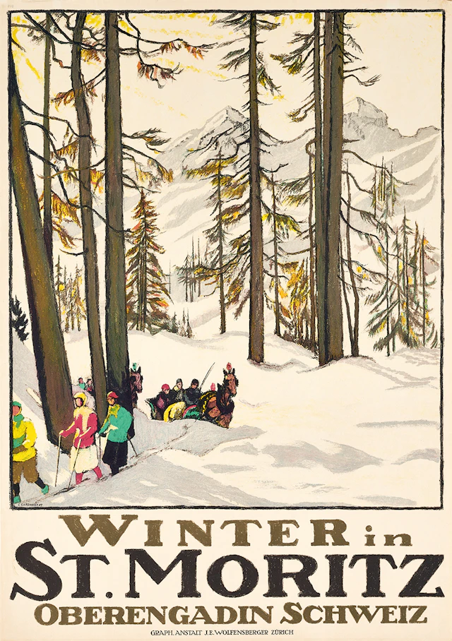 Poster. Winter in St. Moritz Emil Cardinaux, 1877-1936 (CH)