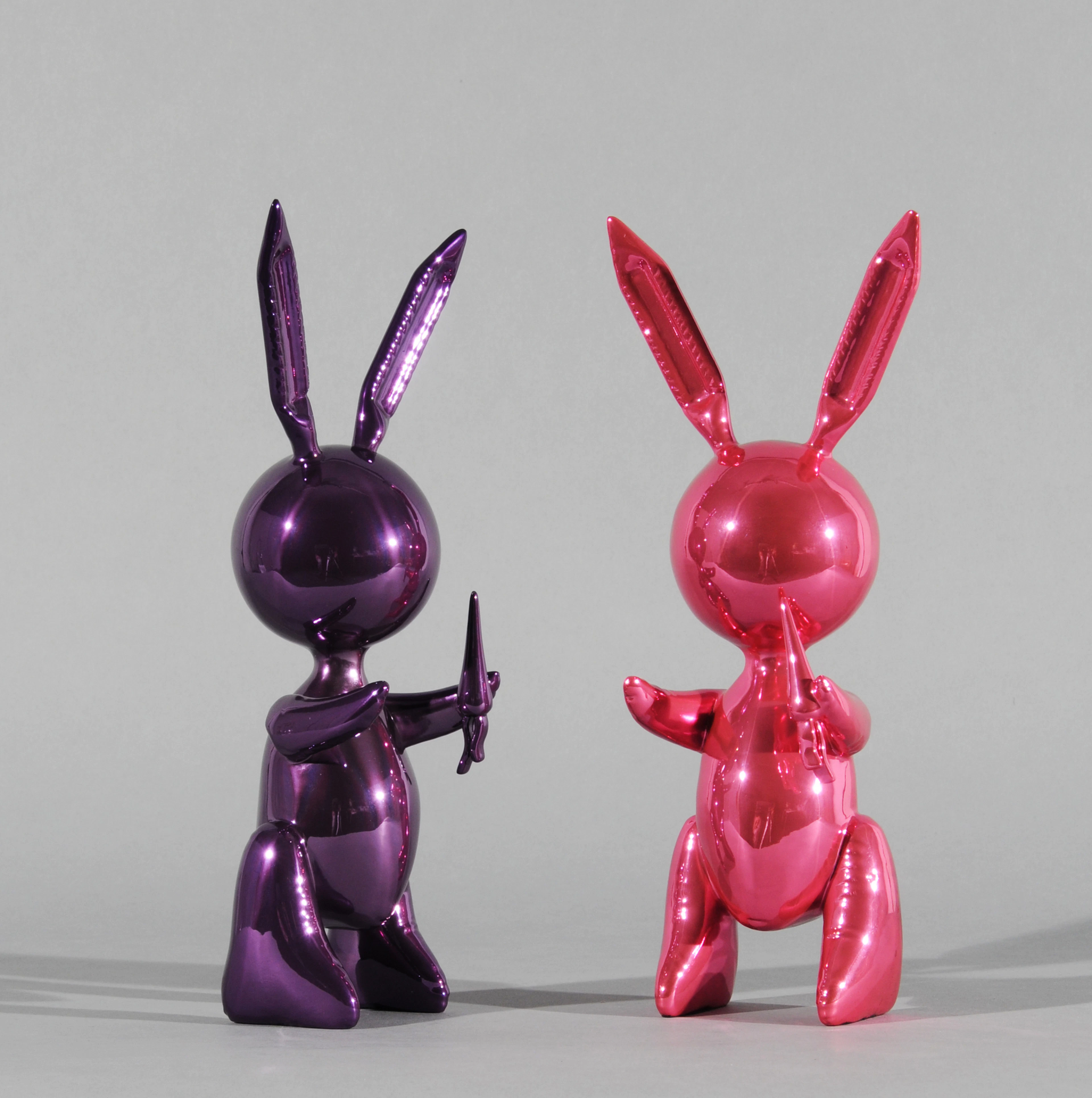 after. Set of 2 Rabbits: Rabbit (Pink); Rabbit (Purple) Jeff Koons, 1955 (US)