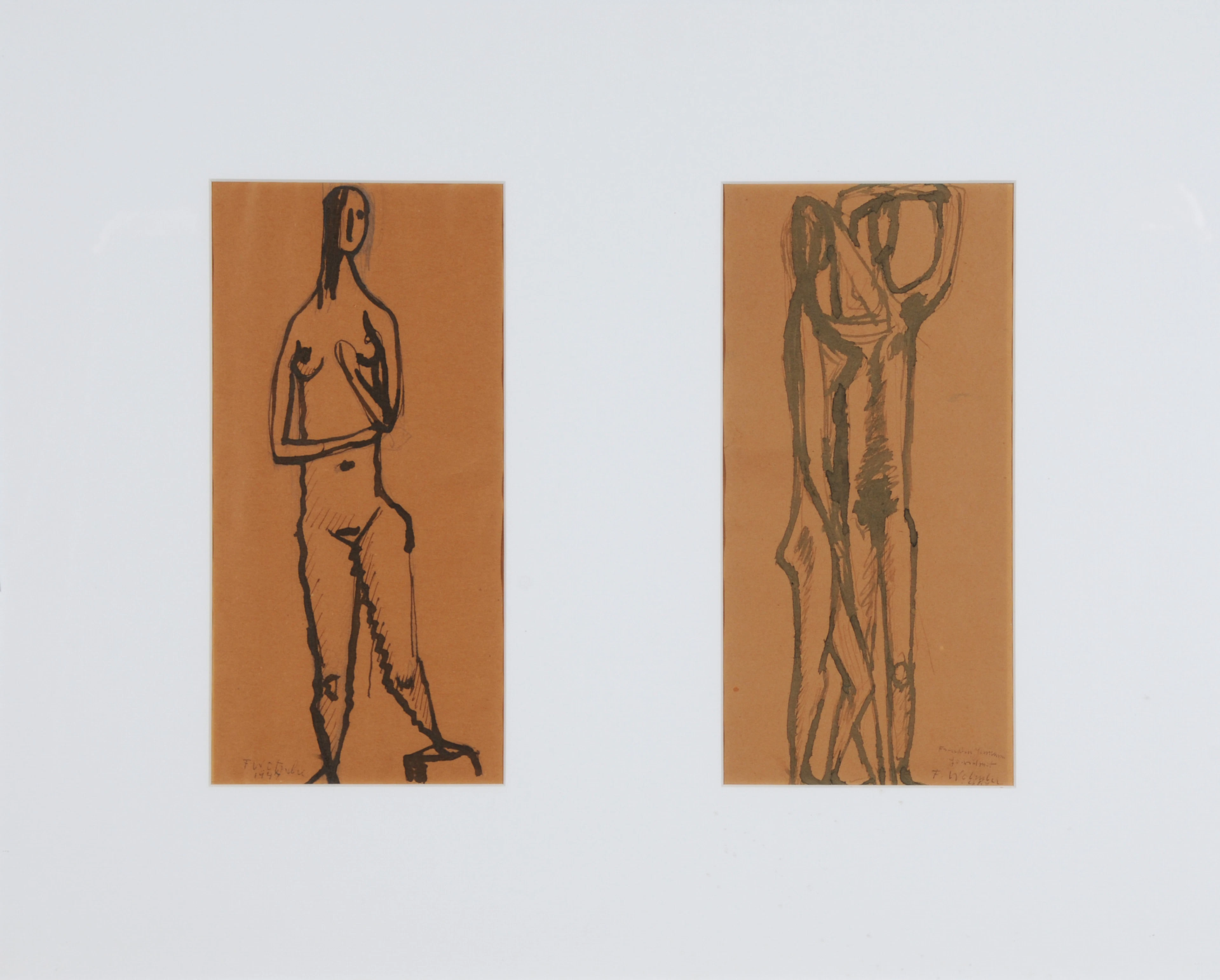2 Drawings: Standing Nudes, 1947 Fritz Wotruba, 1907-1975 (AT)