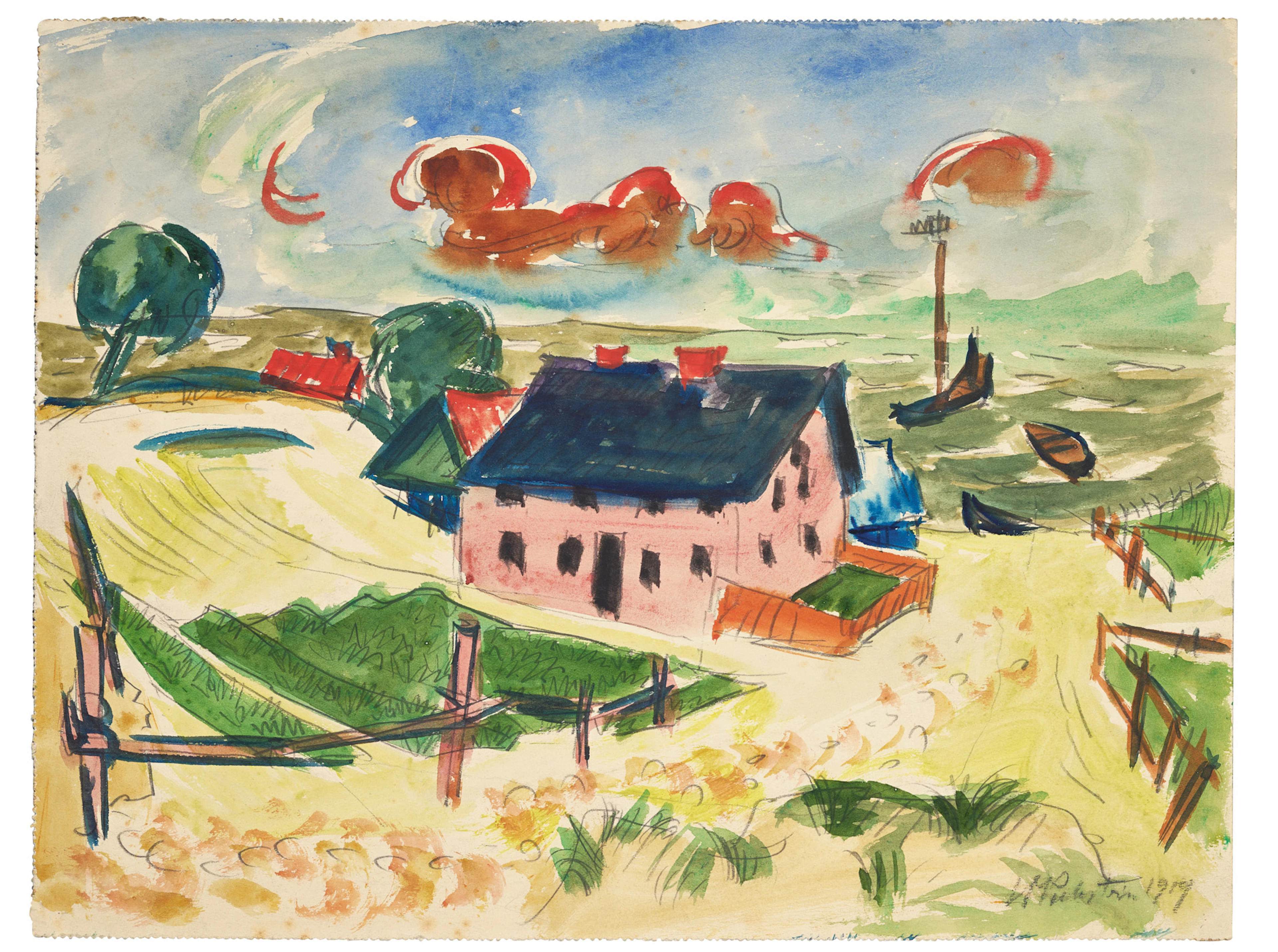 Rotes Haus am Haff (Red House at the Lagoon), 1919 Max Pechstein, 1881-1955 (DE)